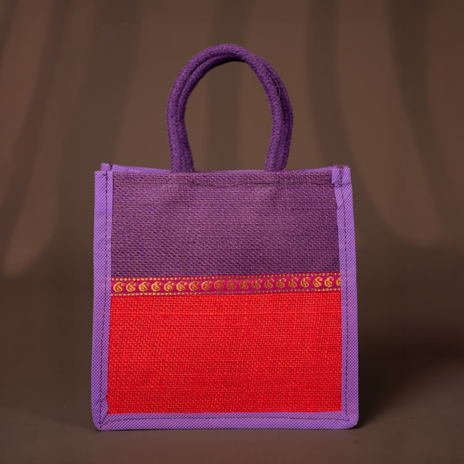 Velora Elise Dual-Tone Heritage Jute Handbag