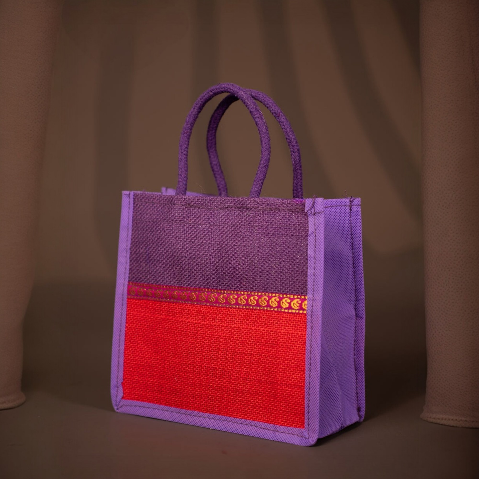 Velora Elise Dual-Tone Heritage Jute Handbag