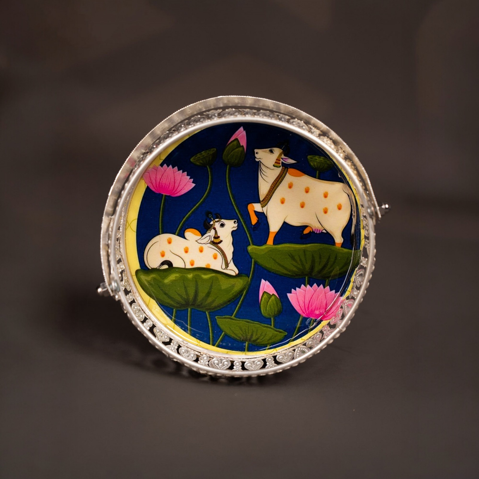 Velora Elise Divine Lotus Art Decorative Plate