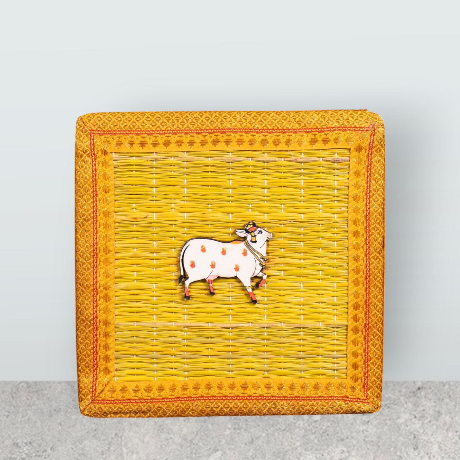Velora Elise Traditional Handwoven Yellow Gift Storage Box