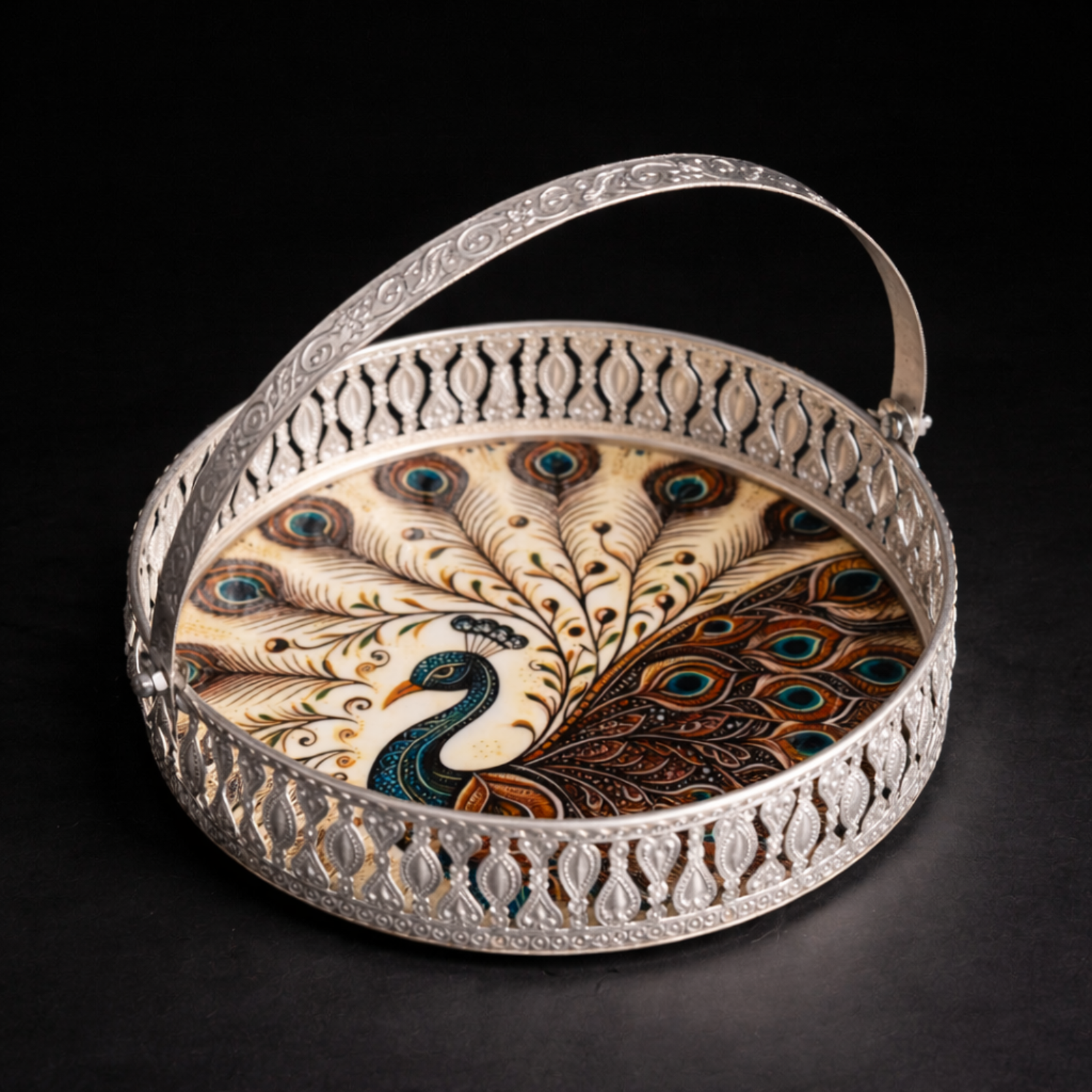 Royal Peacock Design Decorative Serving Tray