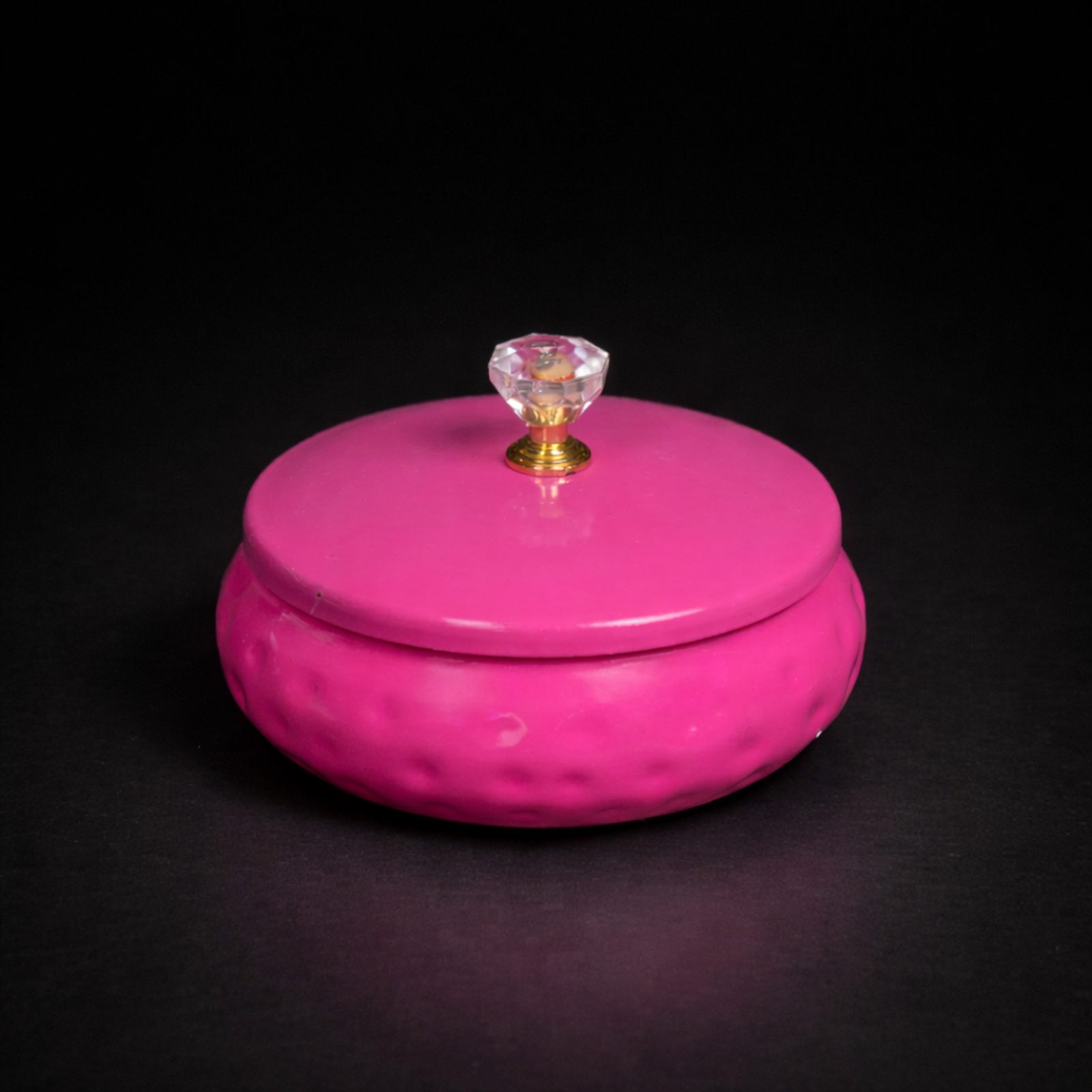 Elegant Pink Crystal Lid Decorative Storage Box