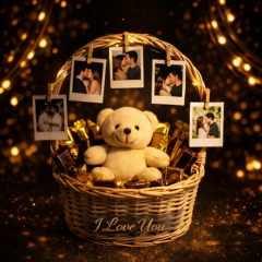 Velora Elise Birthday Memory Teddy Celebration Basket