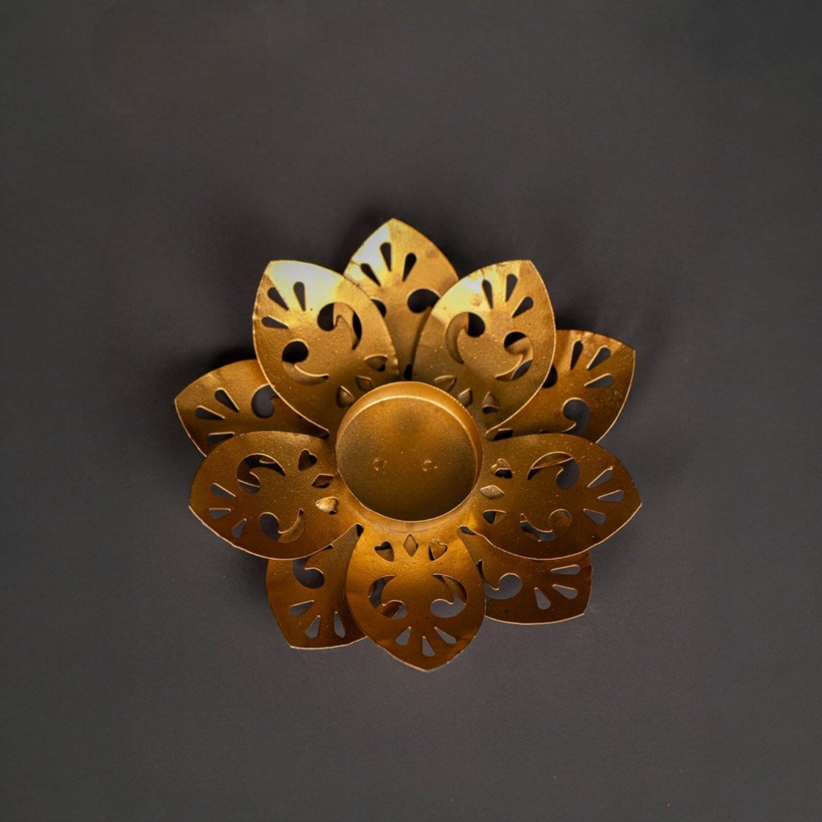 Golden Lotus Tealight Candle Holder