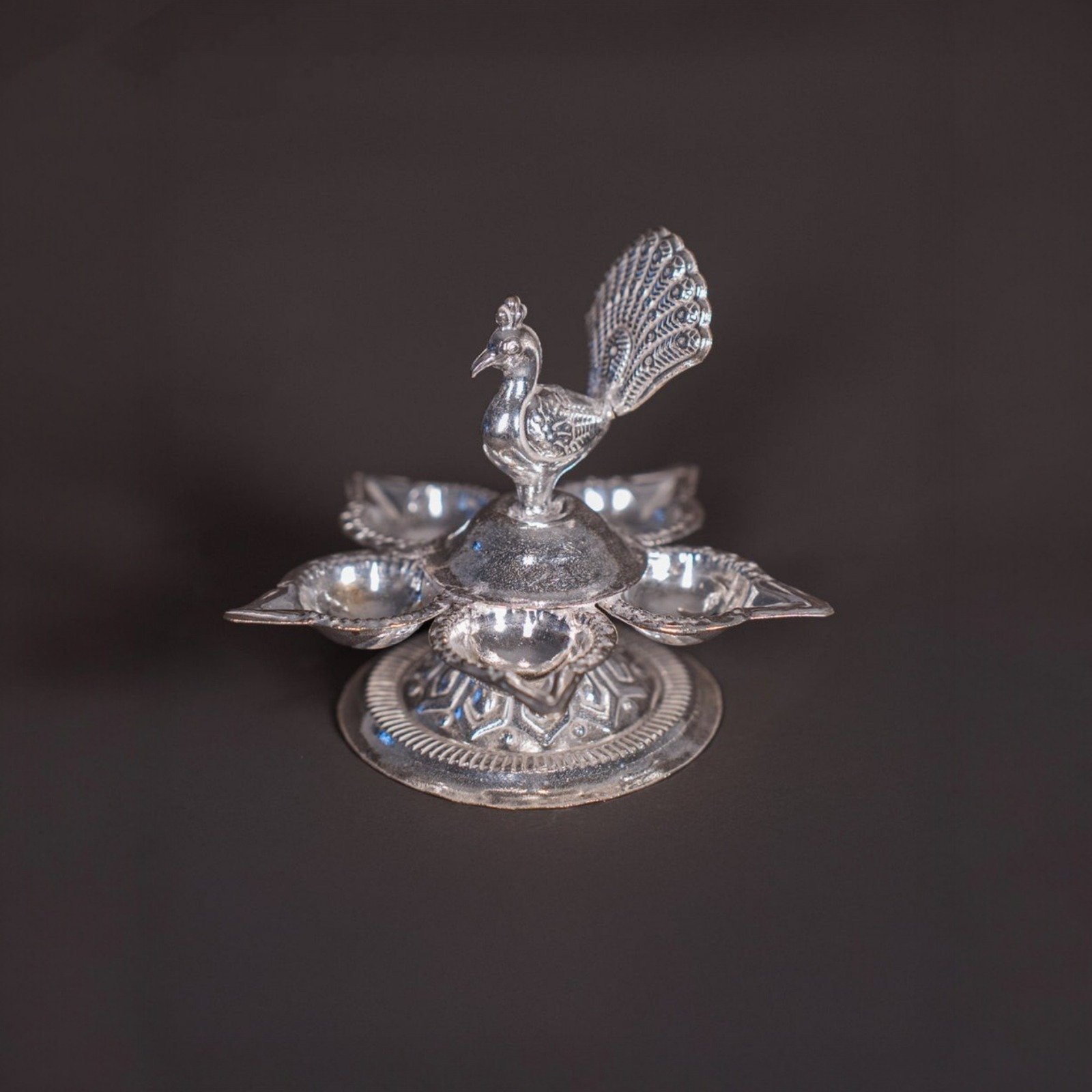 Royal Peacock Multi-Wick Diya Lamp