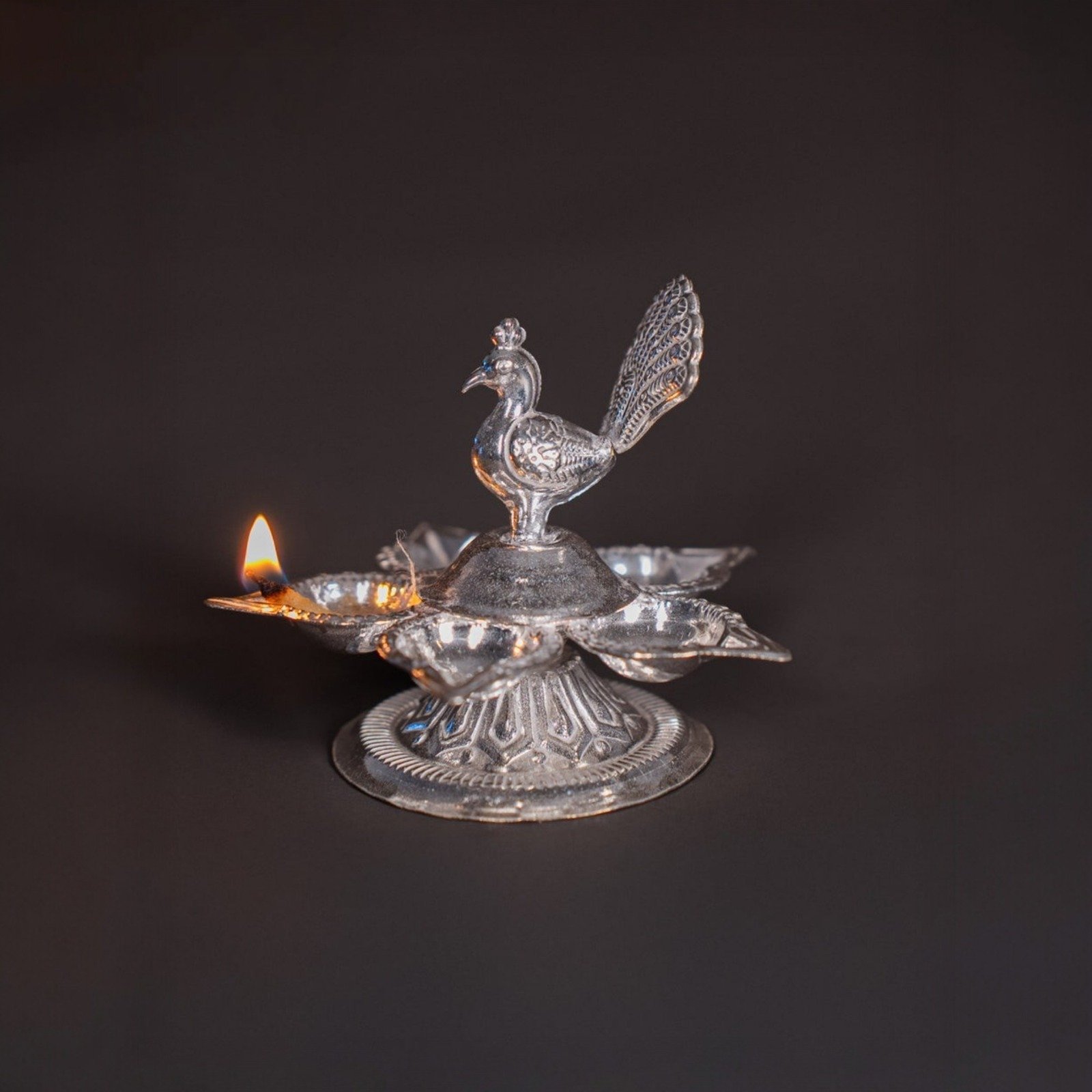 Royal Peacock Multi-Wick Diya Lamp