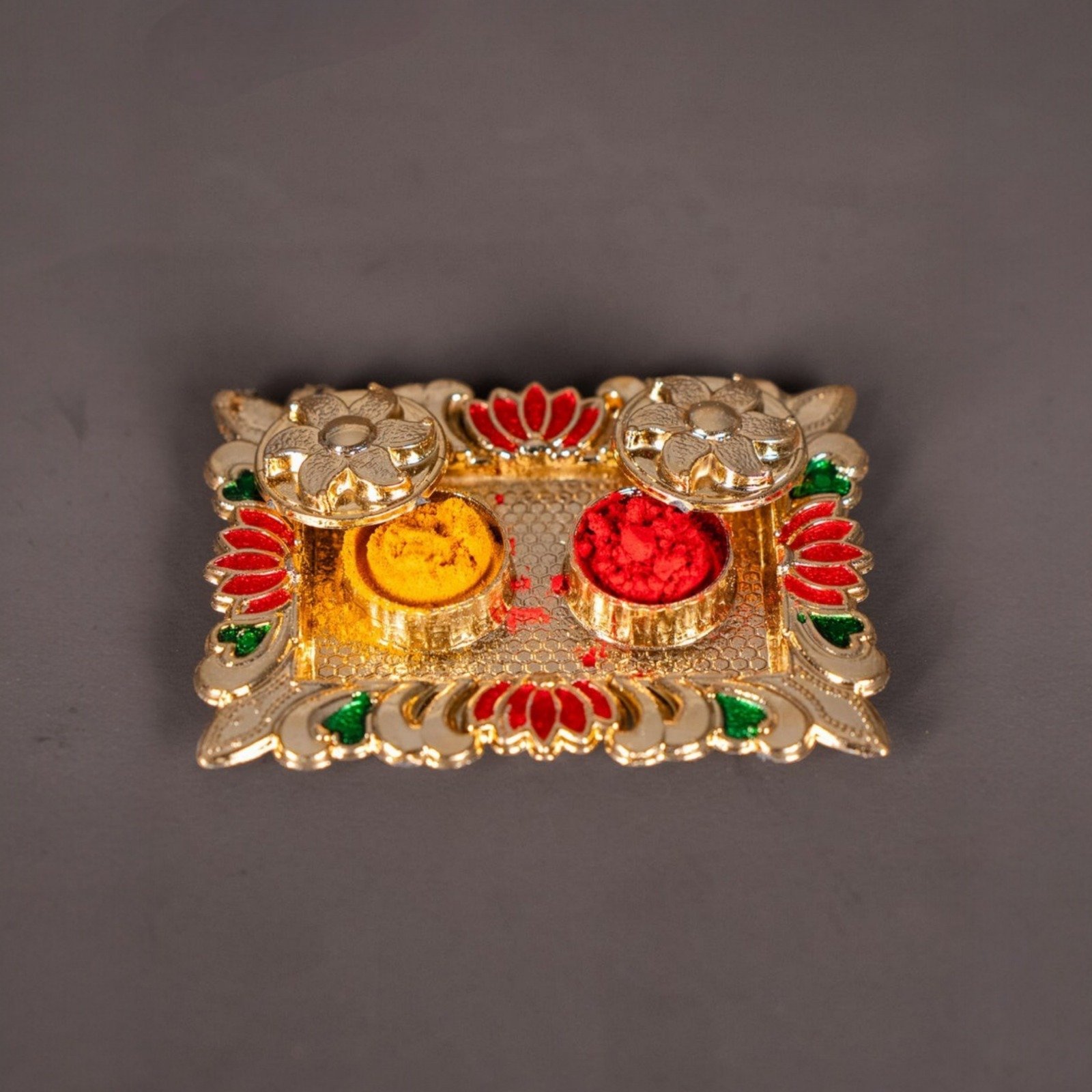 Royal Kumkum & Turmeric Pooja Tray Set