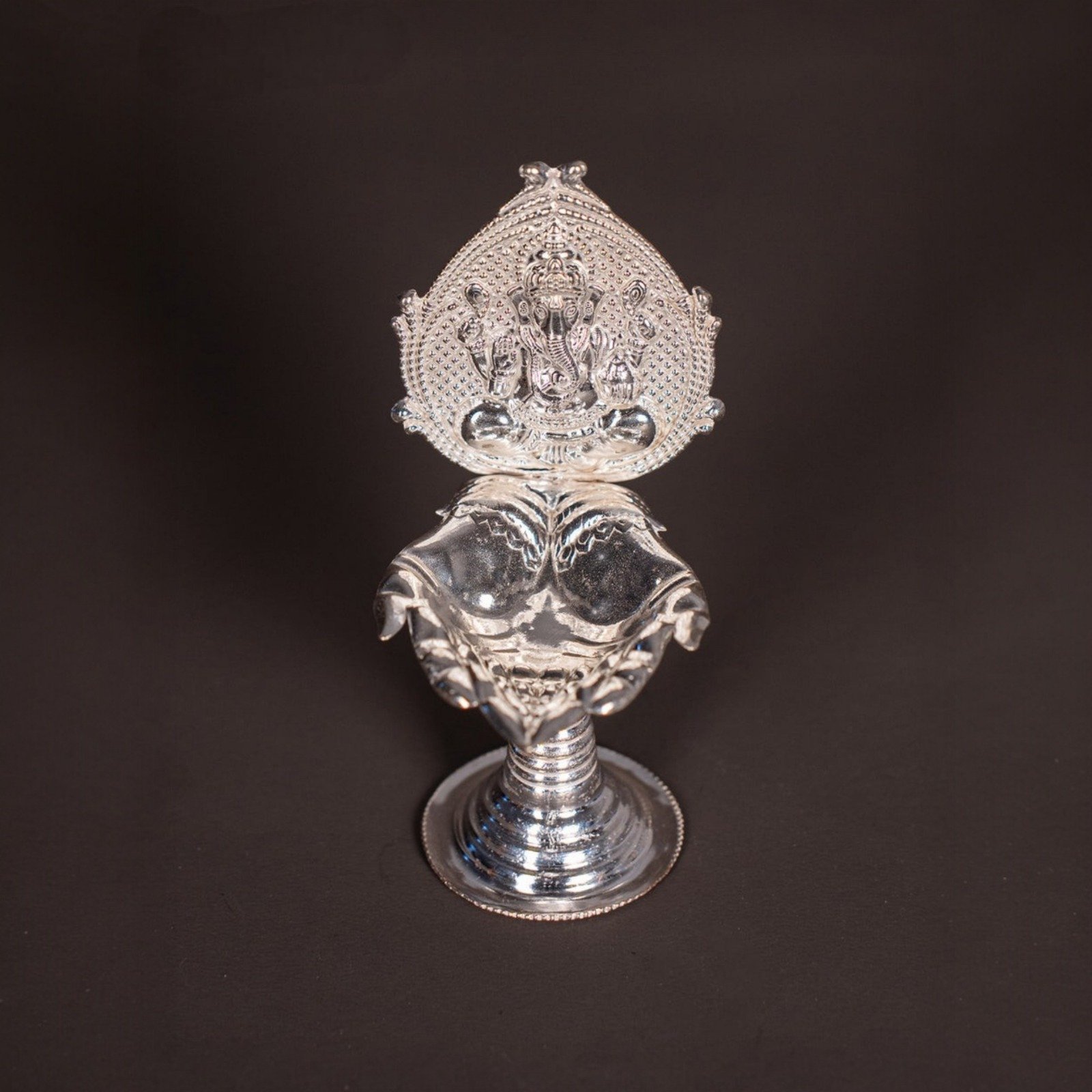 Divine Ganesha Silver Diya Lamp