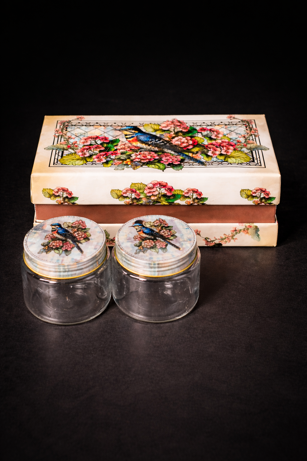 Velora Elise Decorative Bird Glass Storage Jar Set