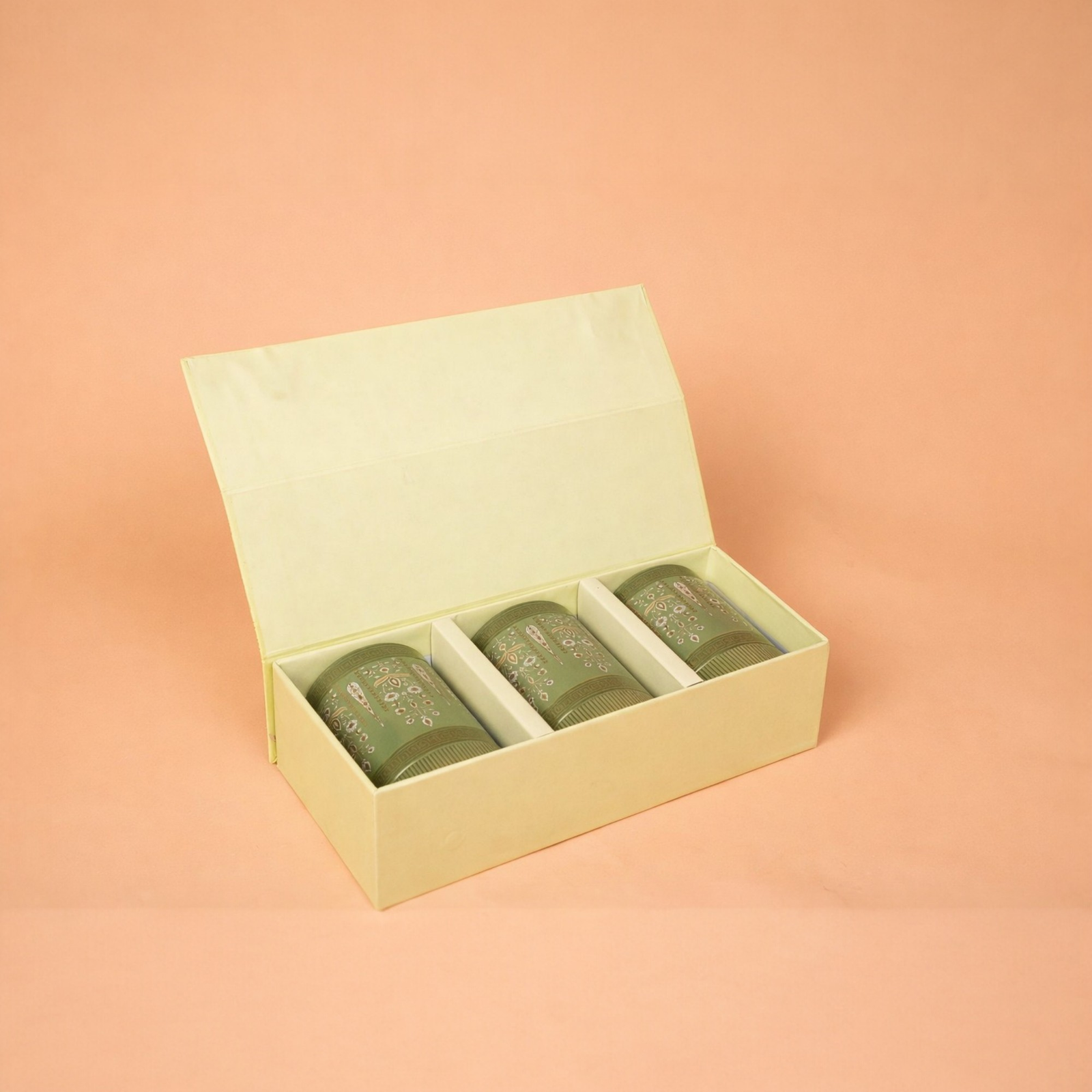 Velora Elise Green Ornate Storage Jar Set (3 Pieces)