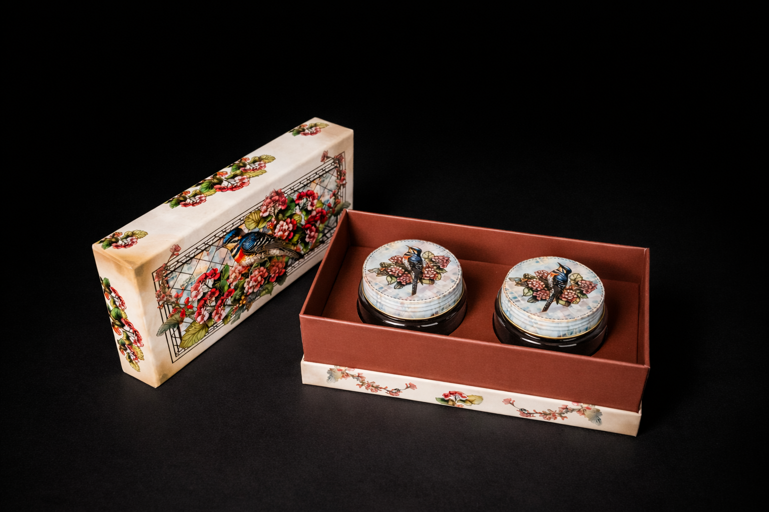 Velora Elise Decorative Bird Glass Storage Jar Set