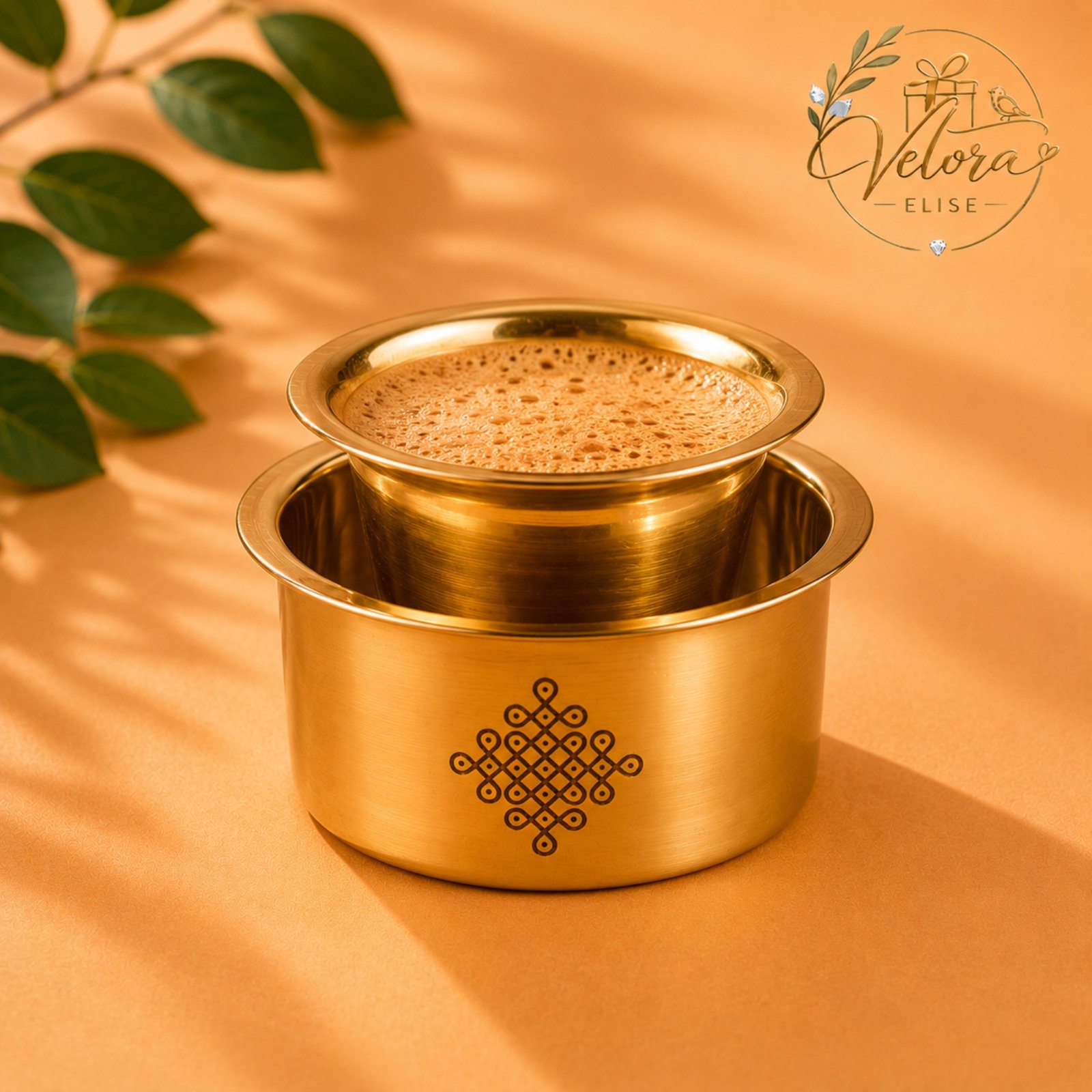 Brass Coffee Kolam Dabara set (Glossy)