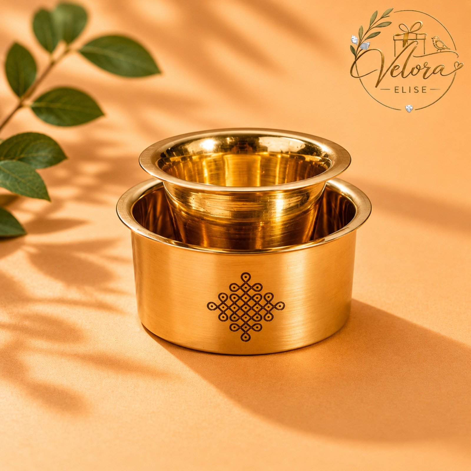 Brass Coffee Kolam Dabara set (Glossy)