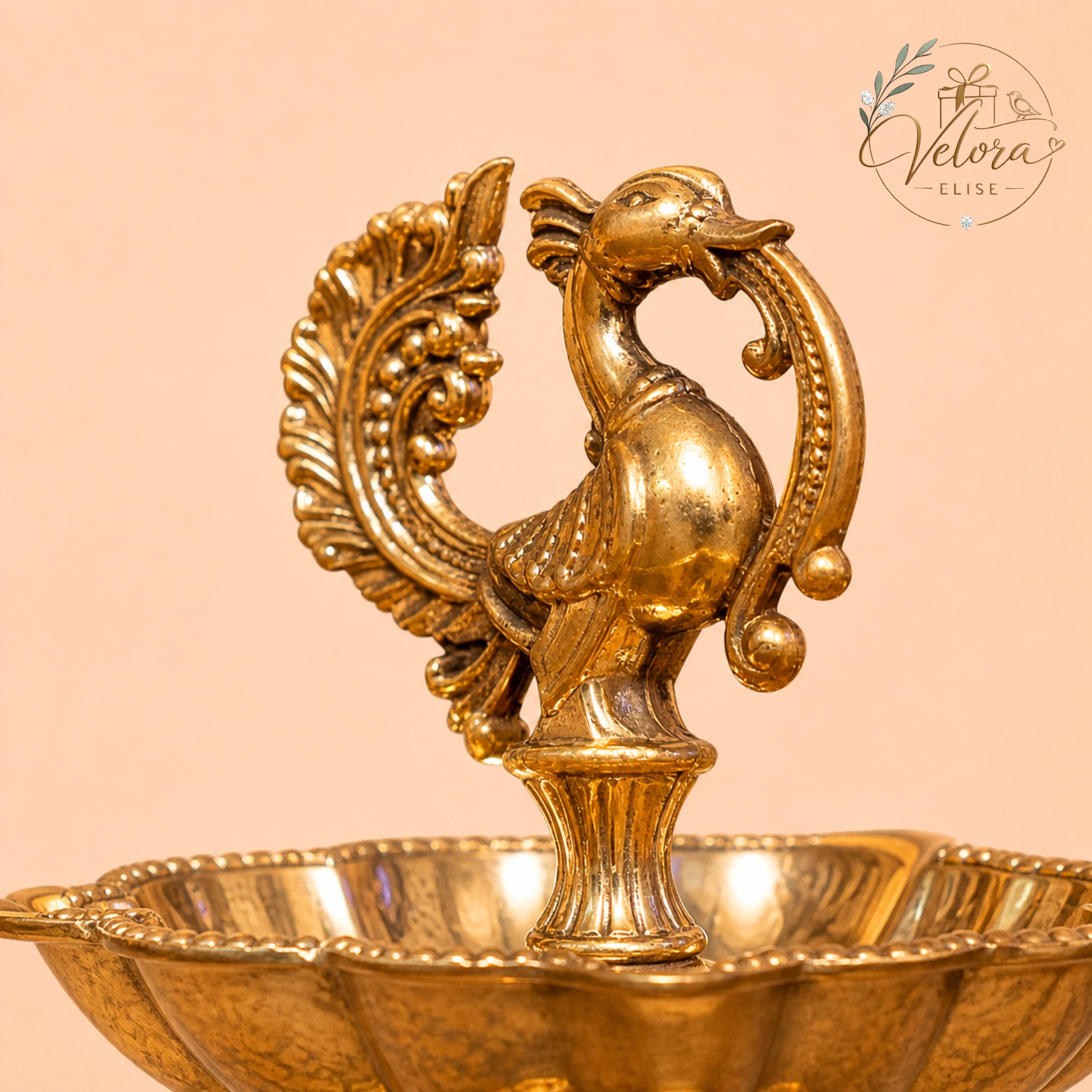 Peacock Brass Diya