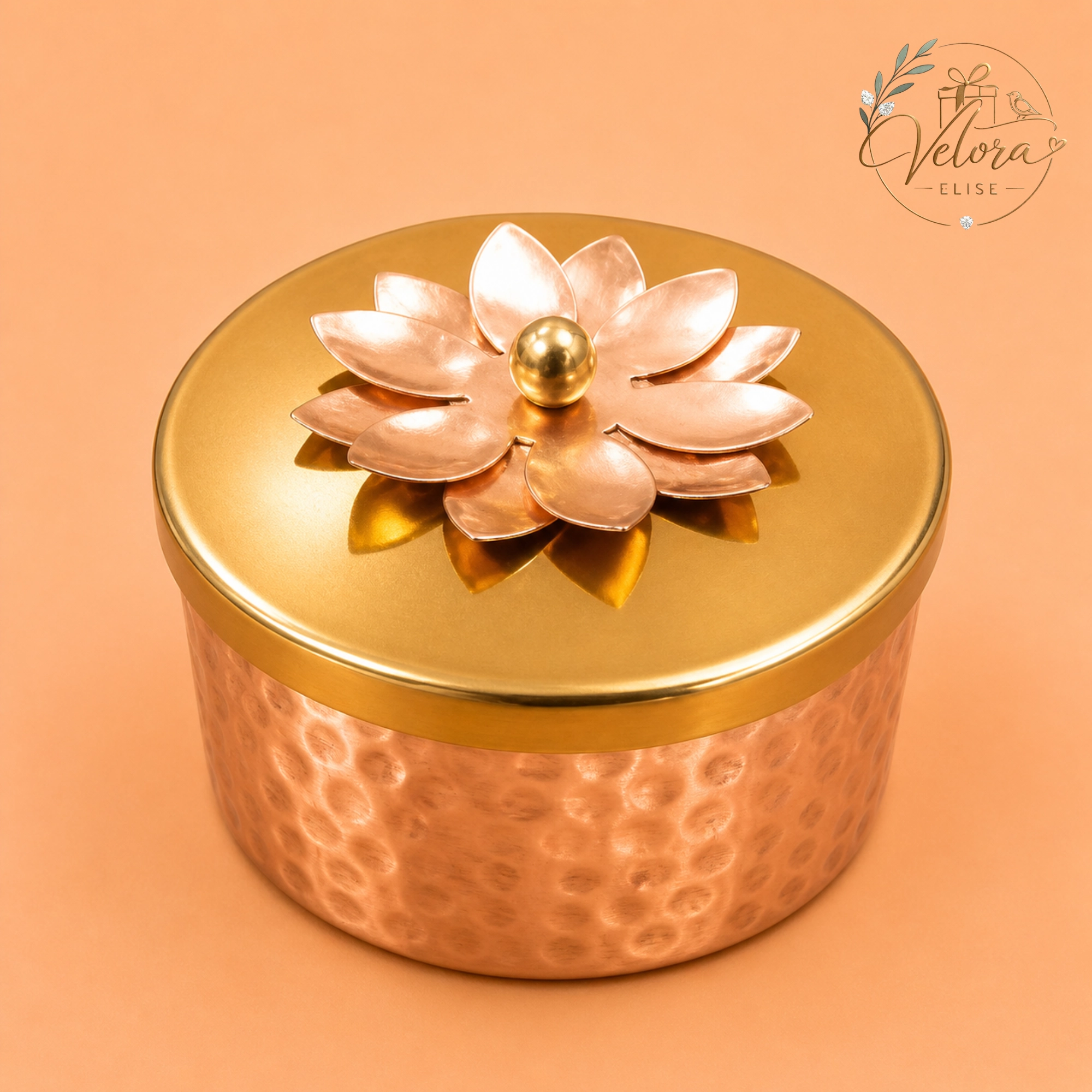 Copper Lotus Hammered Jar