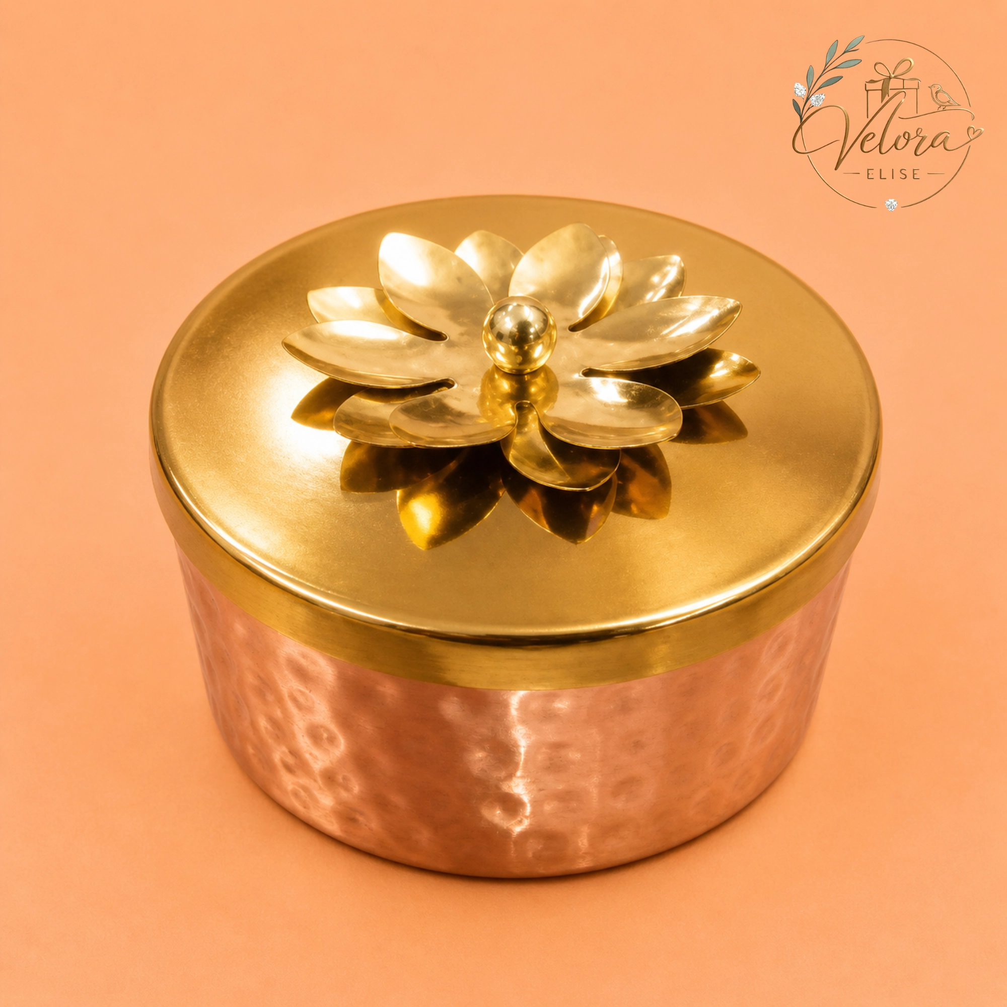 Copper Lotus Hammered Jar