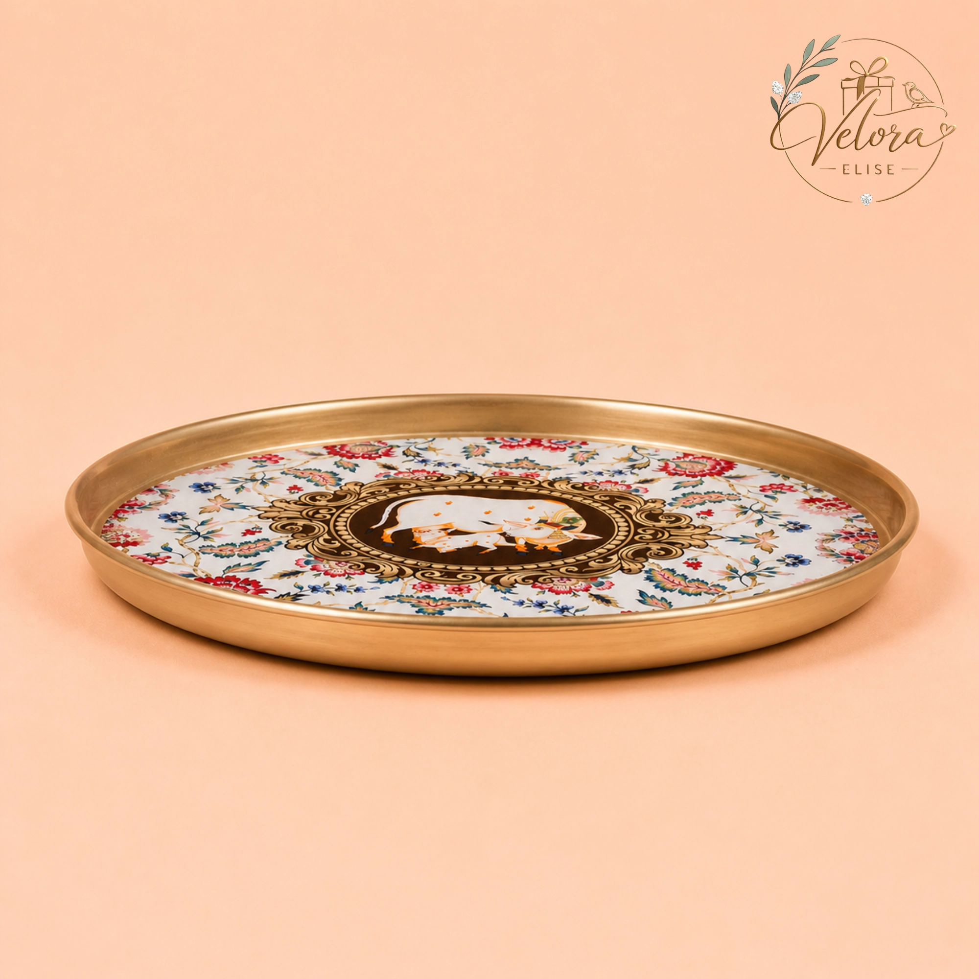 Cow & Calf - Printed Brass Coated Plate