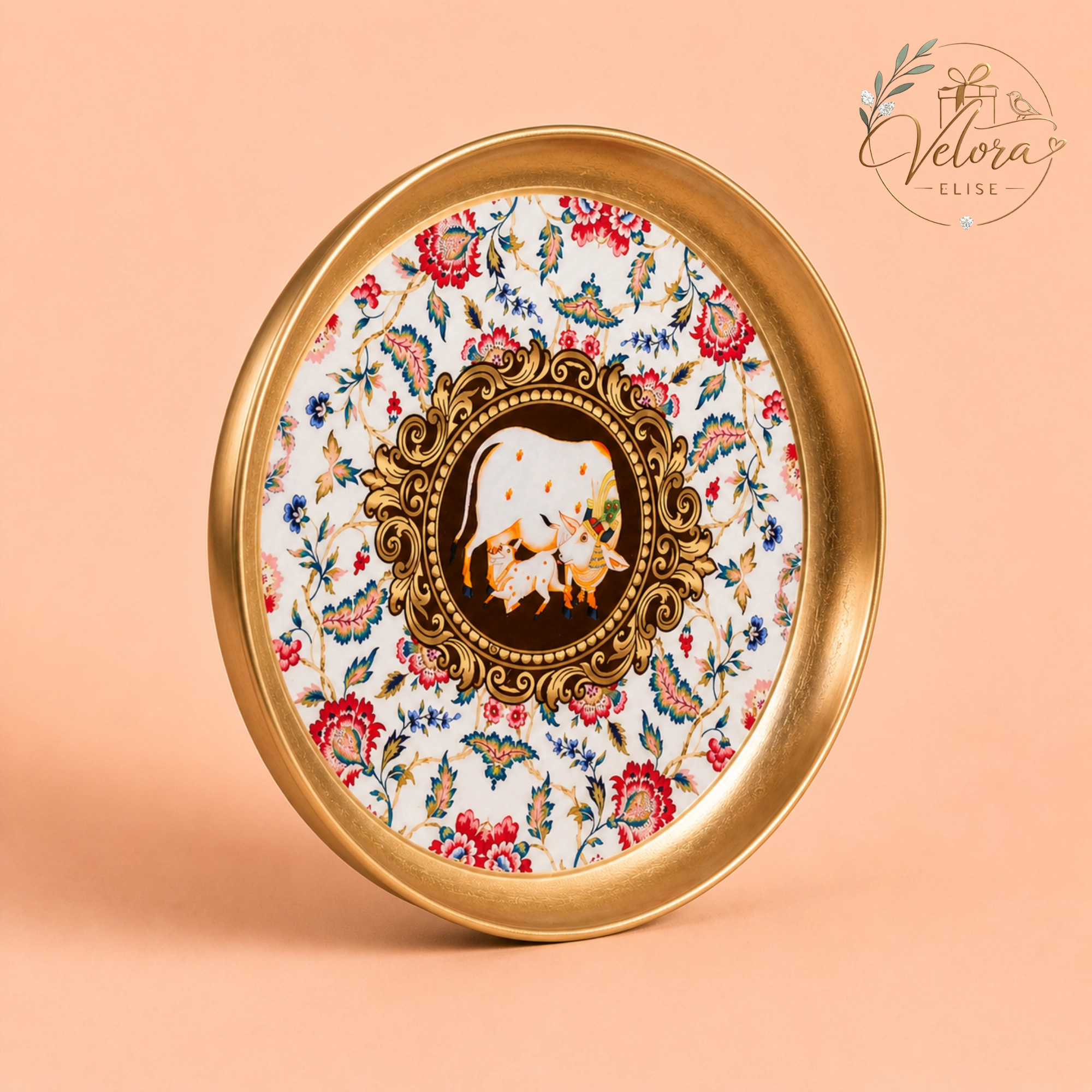 Cow & Calf - Printed Brass Coated Plate