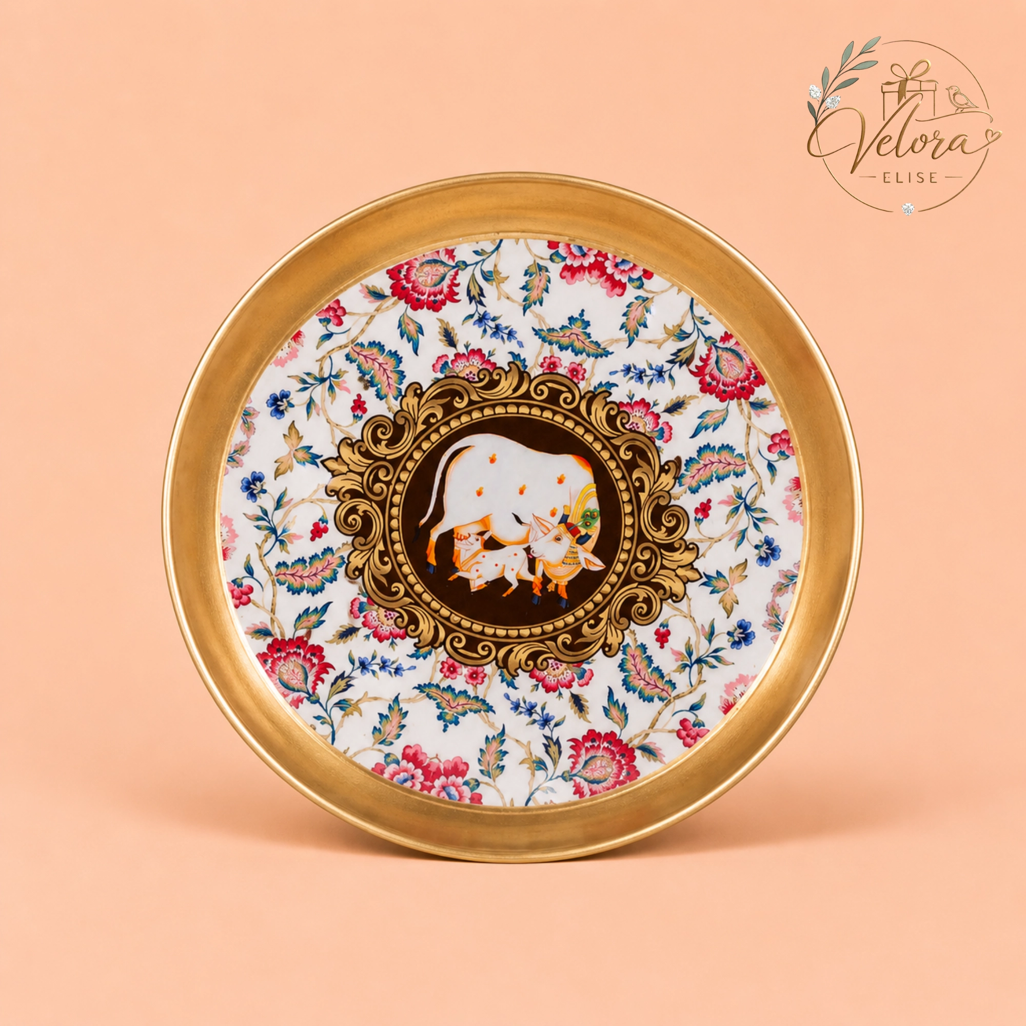 Cow & Calf - Printed Brass Coated Plate