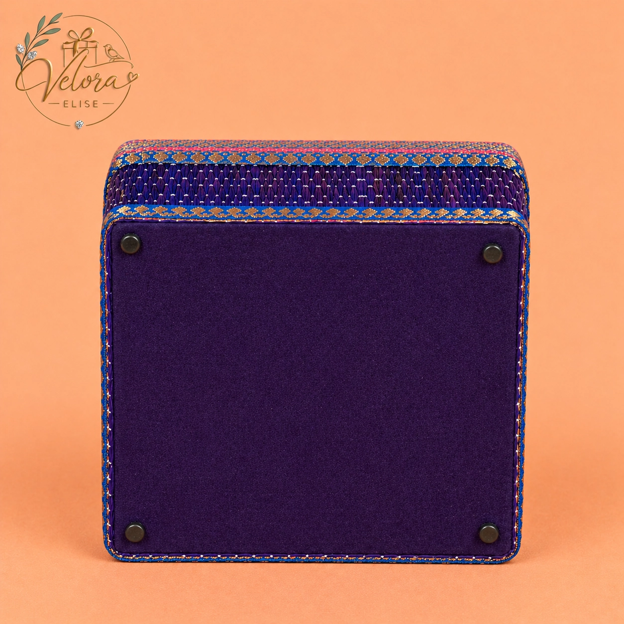 Cow Motif Korai Gift Box with Net Potli - 7 Inch