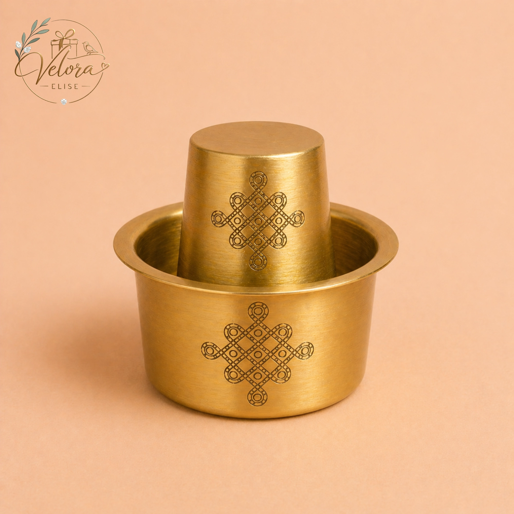 Brass Coffee Kolam Dabara set (Matt finish)