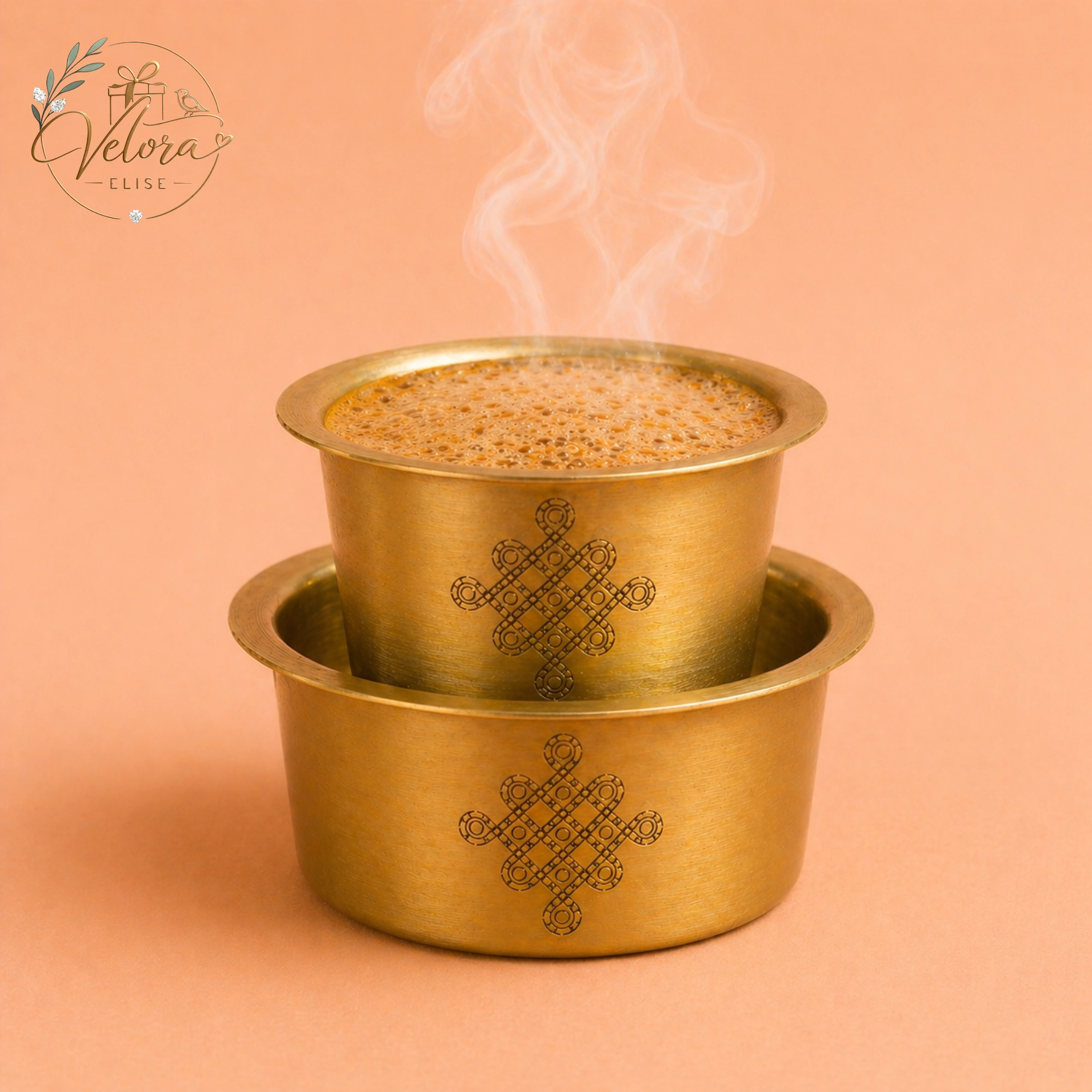 Brass Coffee Kolam Dabara set (Matt finish)