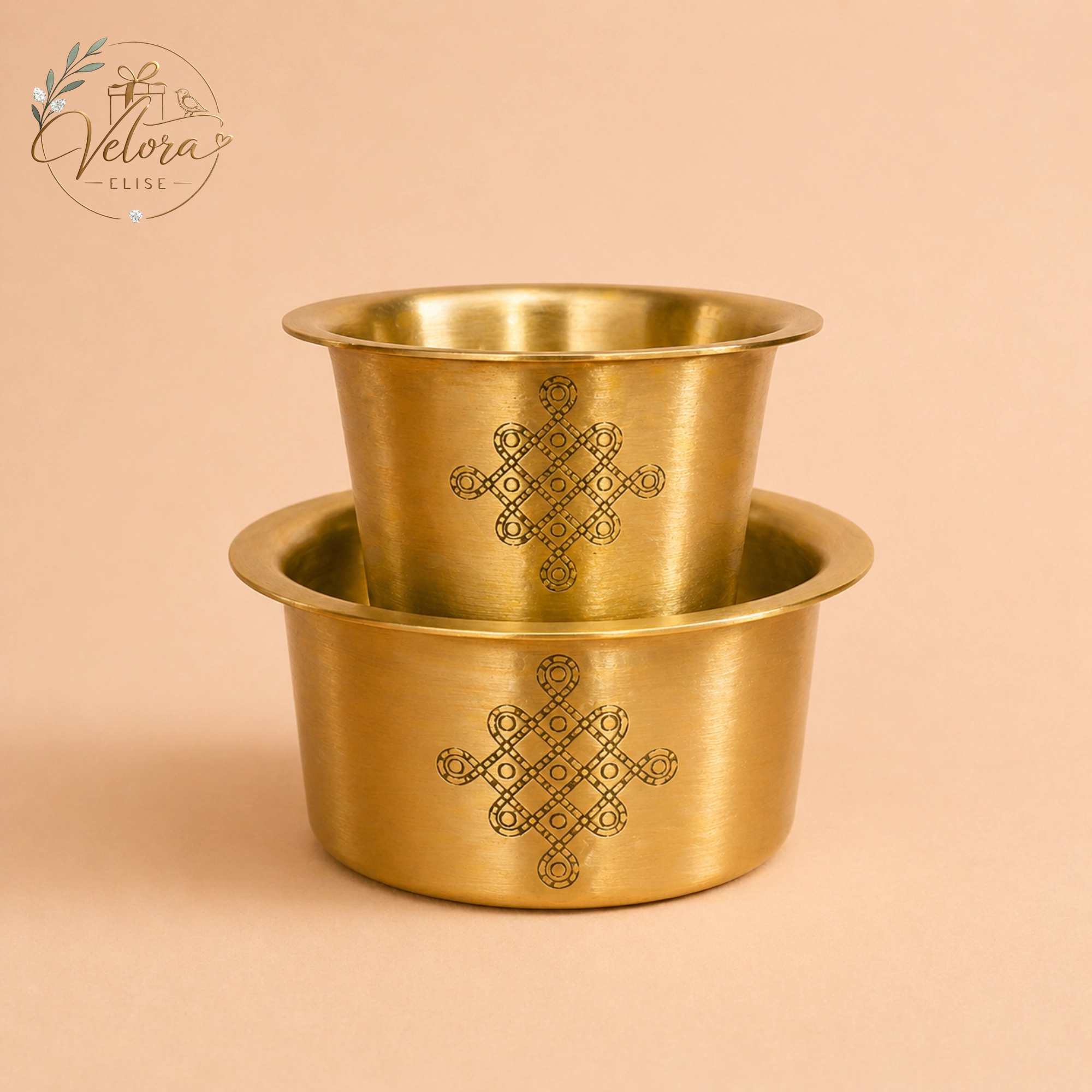 Brass Coffee Kolam Dabara set (Matt finish)