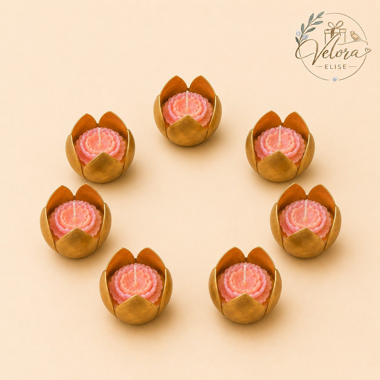 Lotus Candle & Gold Petal Holder