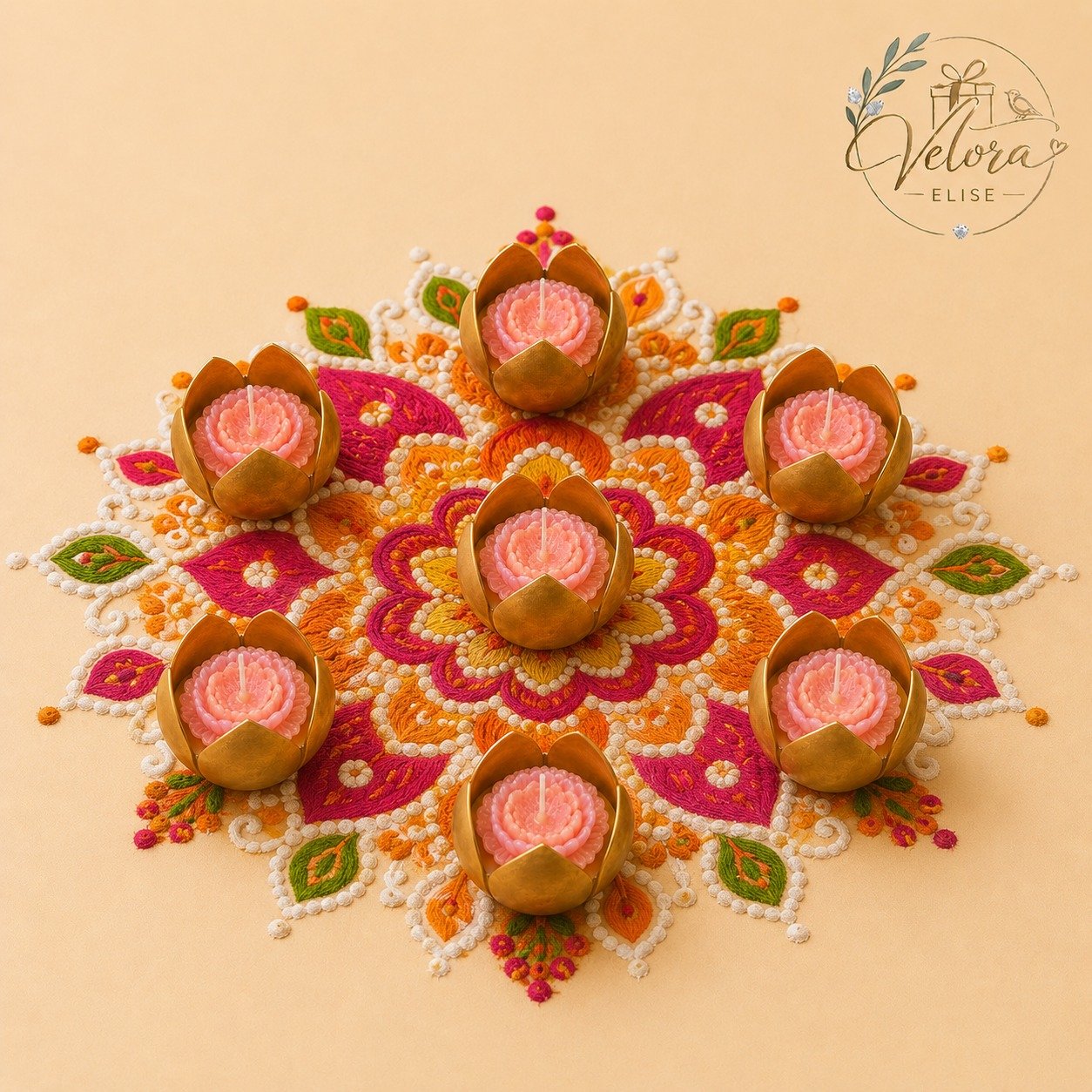 Lotus Candle & Gold Petal Holder