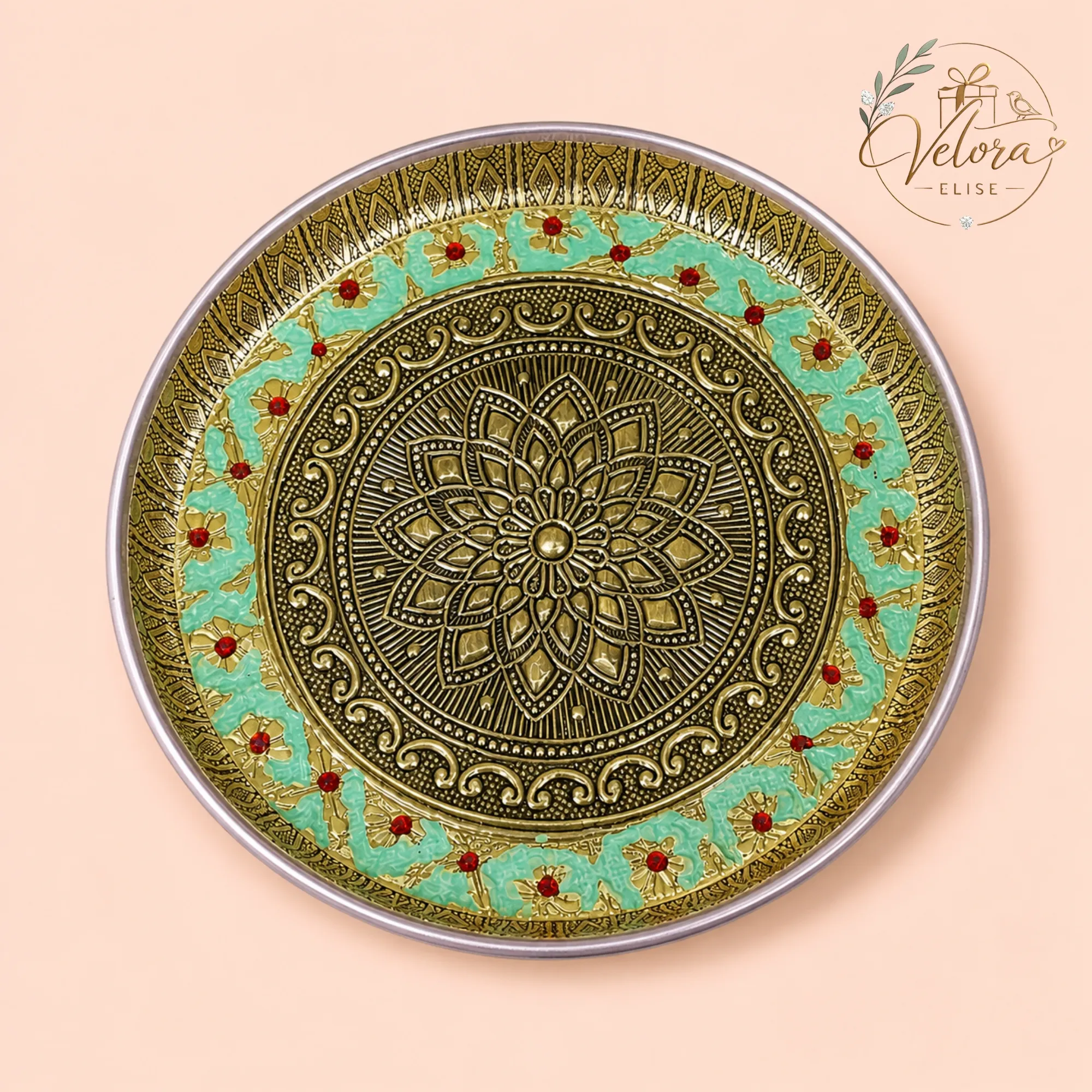 Meenakari Round Plate Floral Design