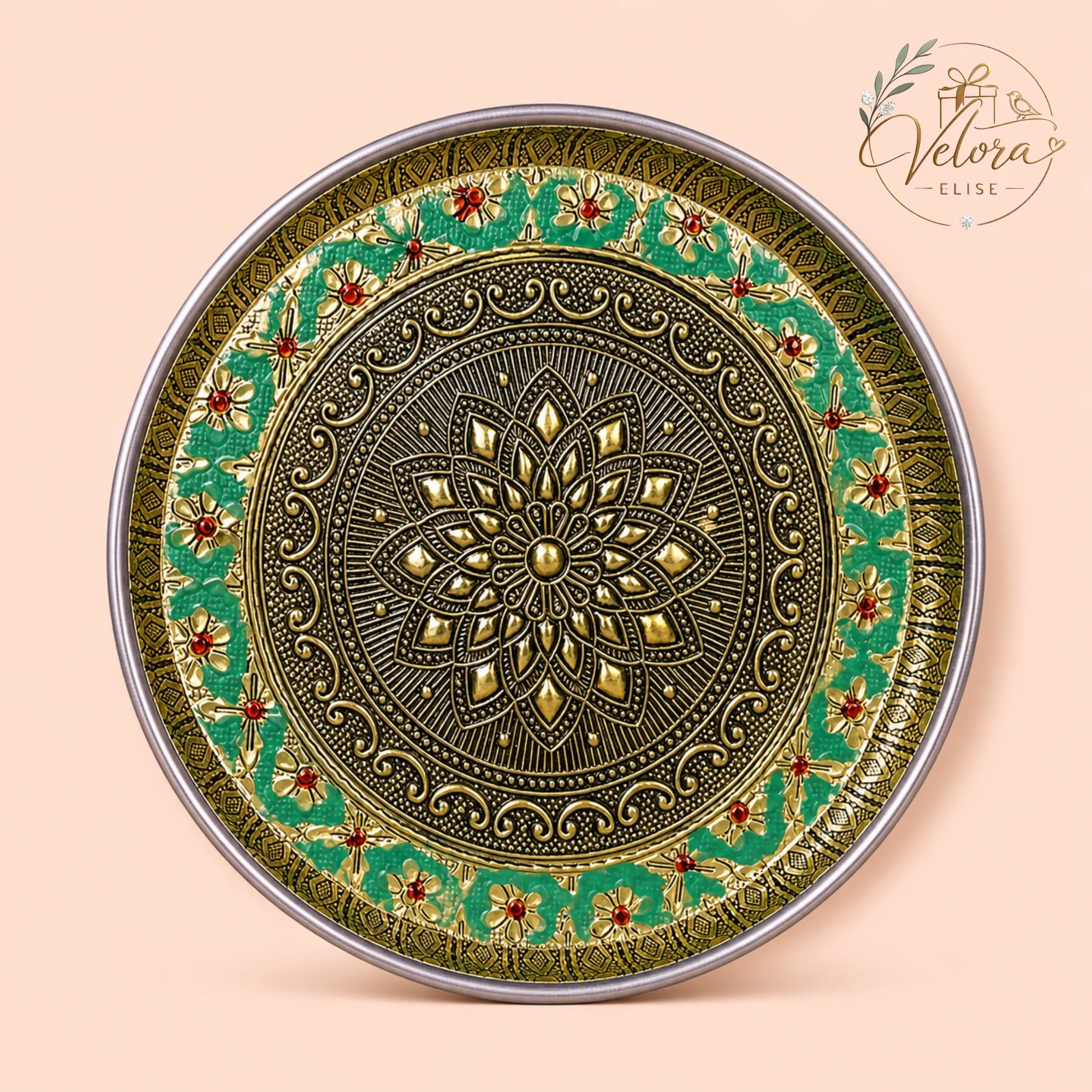Meenakari Round Plate Floral Design
