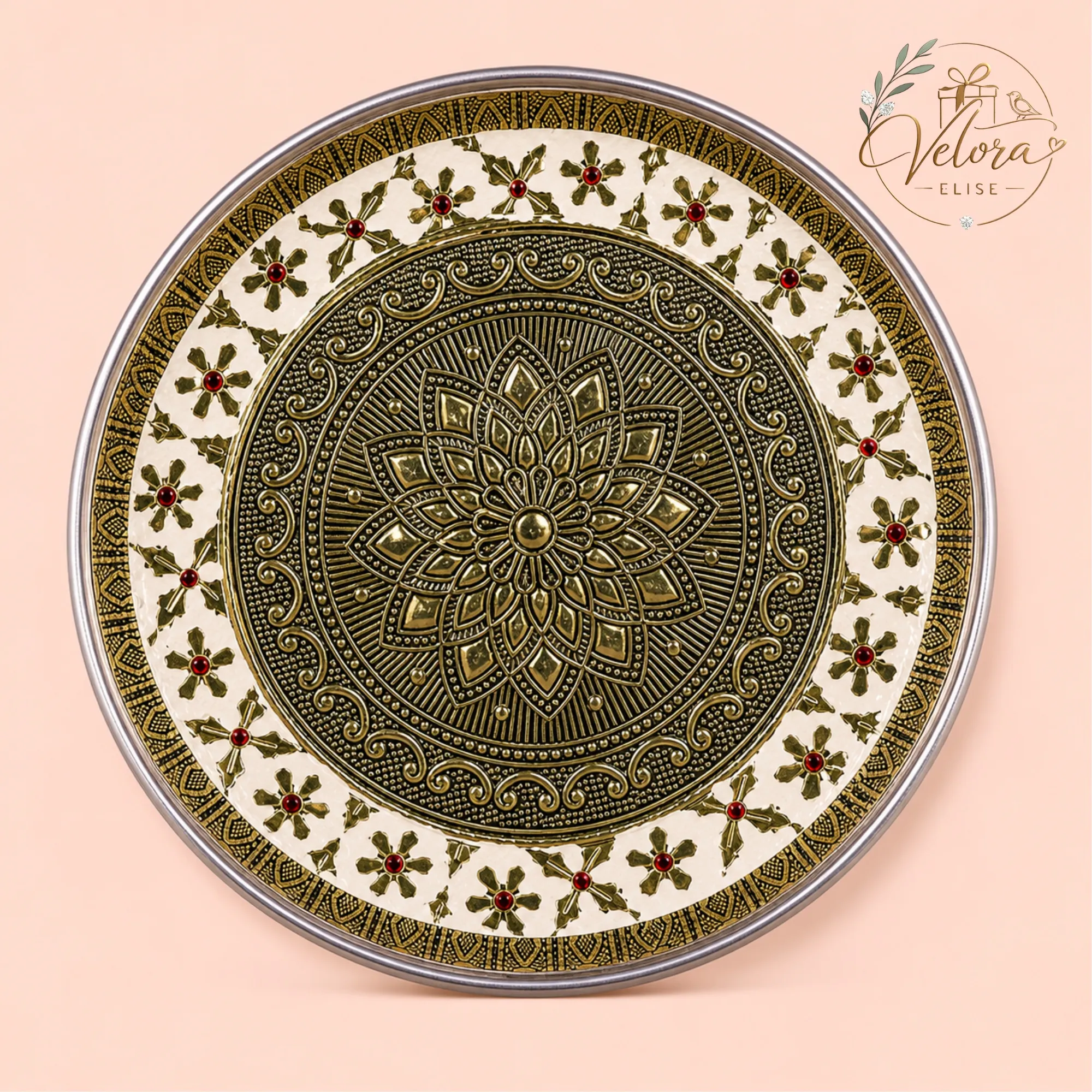 Meenakari Round Plate Floral Design