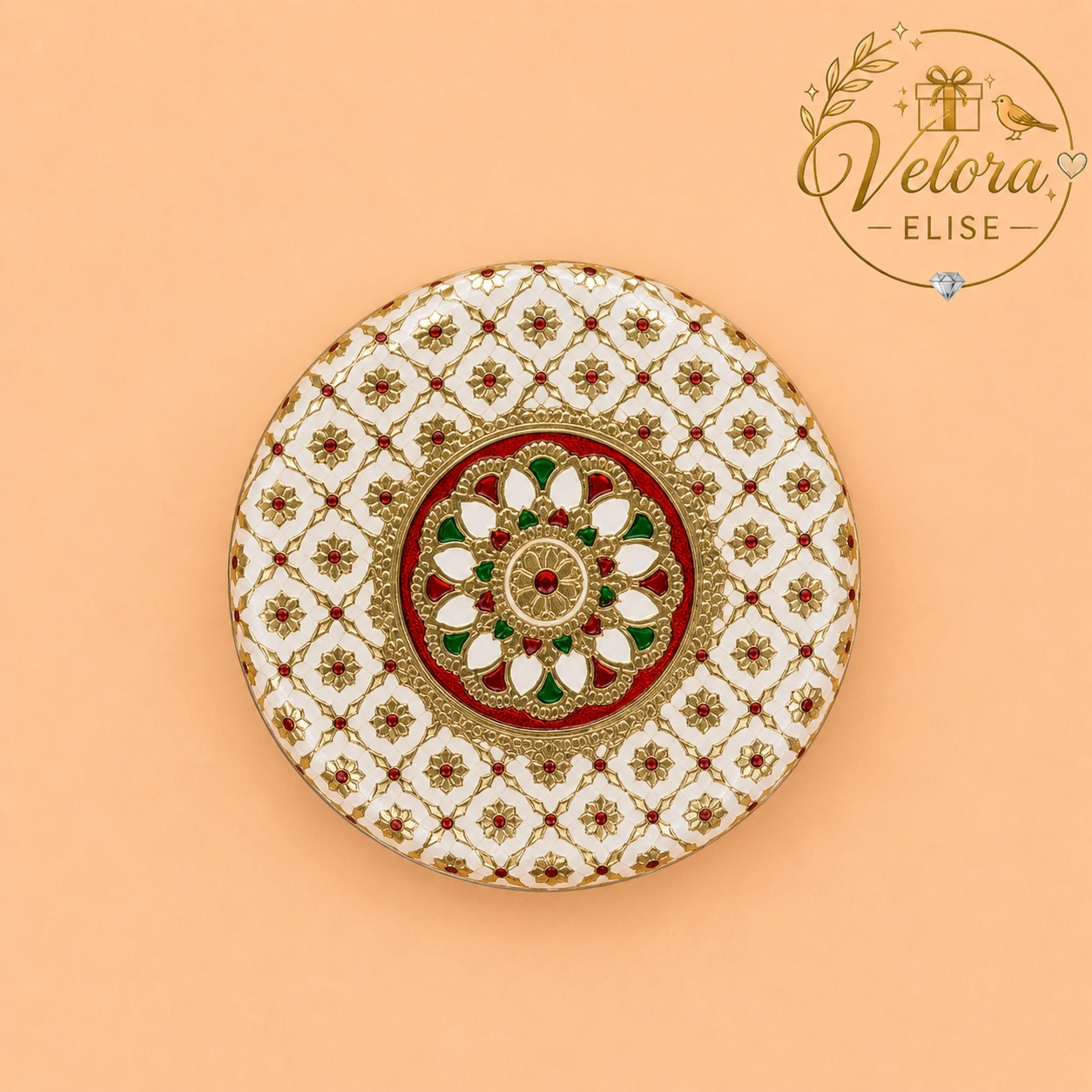 Meenakari Steel Box – White