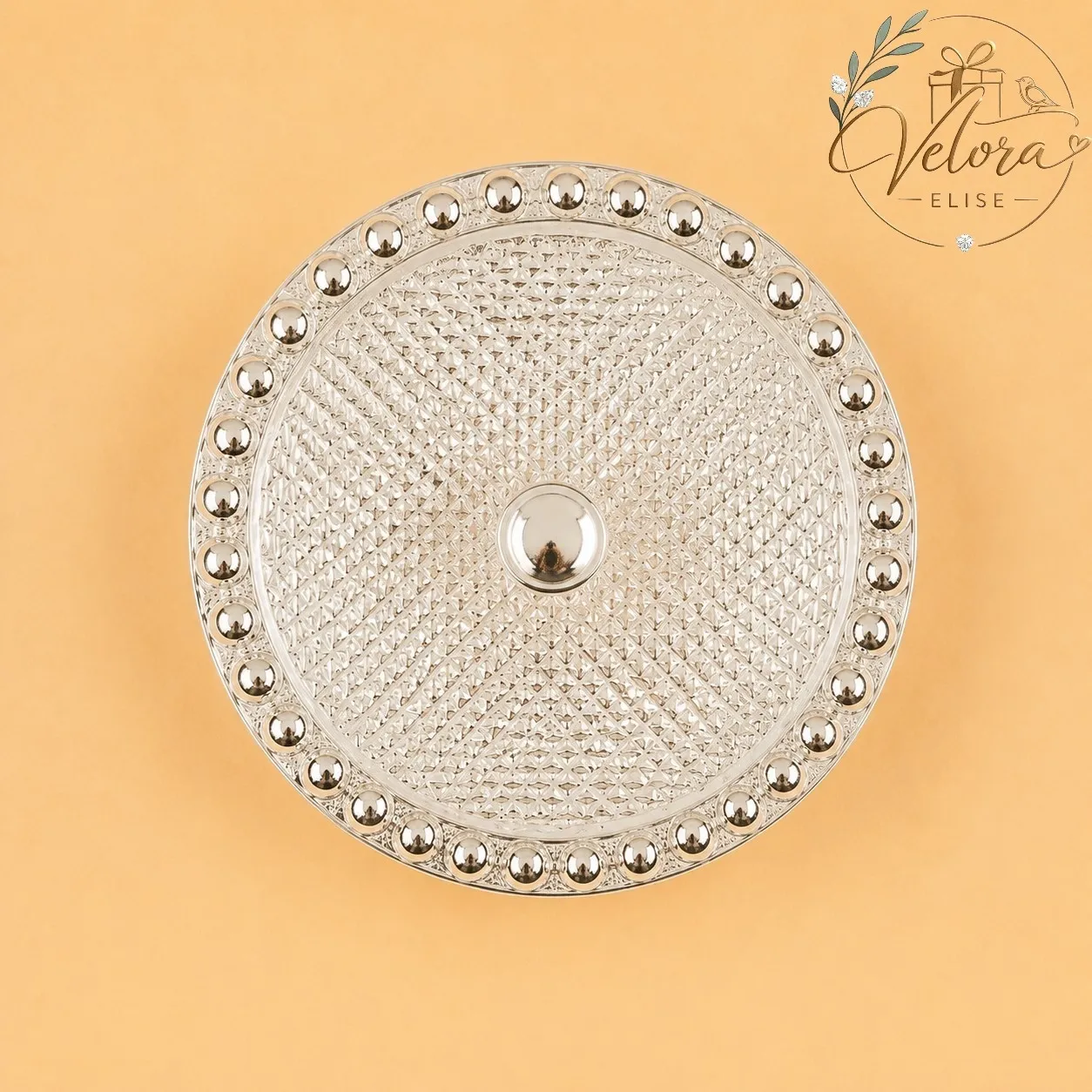 Silver Plated Round Dry Fruit Box with Glass Lid