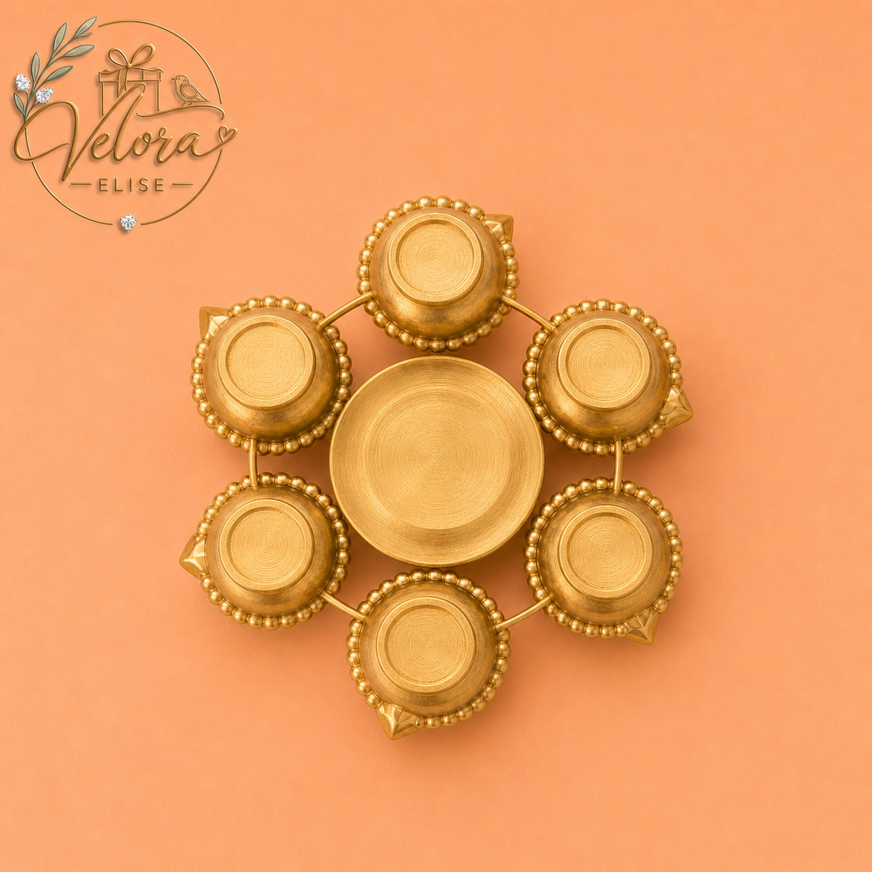 Metal Painted 6-Face Diya Urli