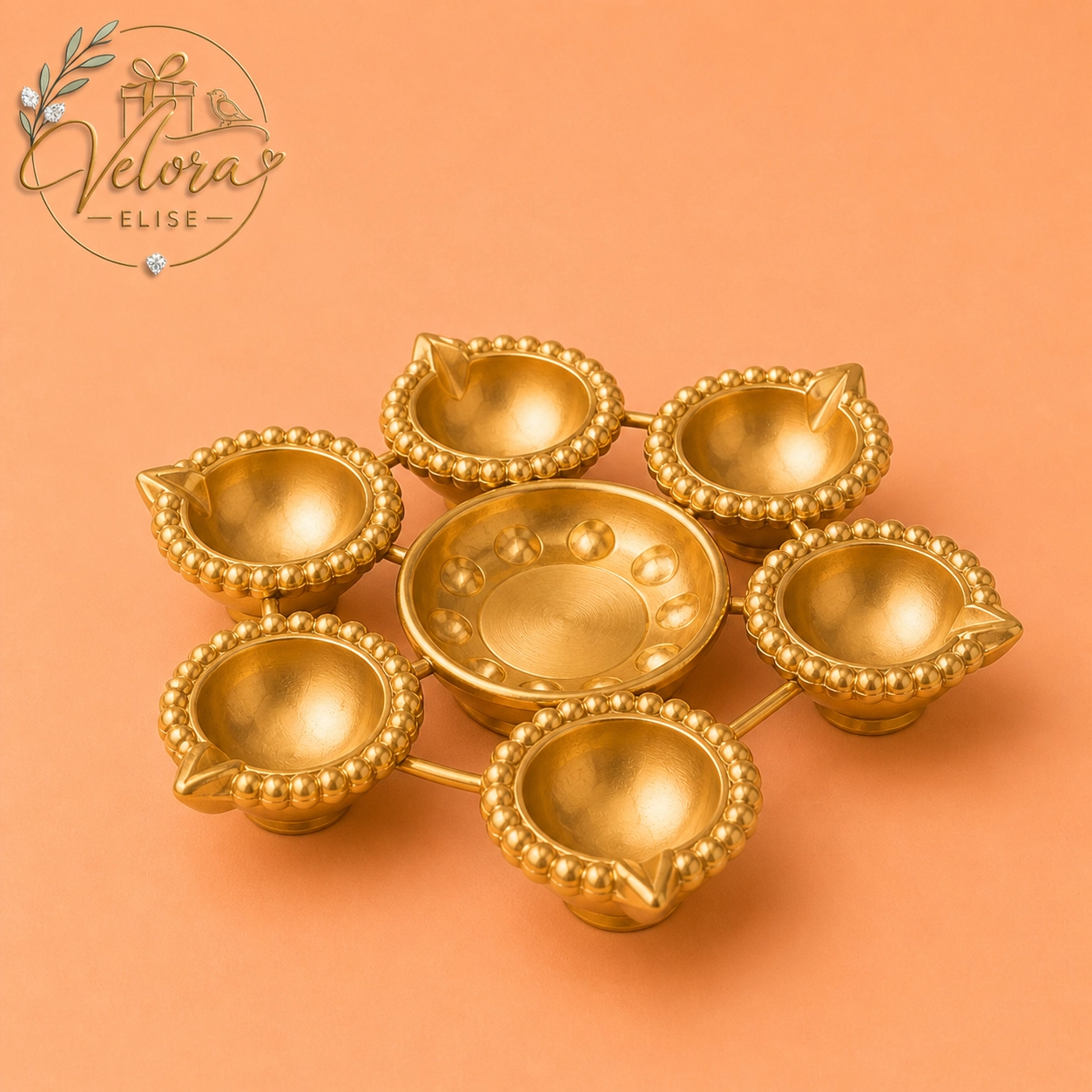 Metal Painted 6-Face Diya Urli