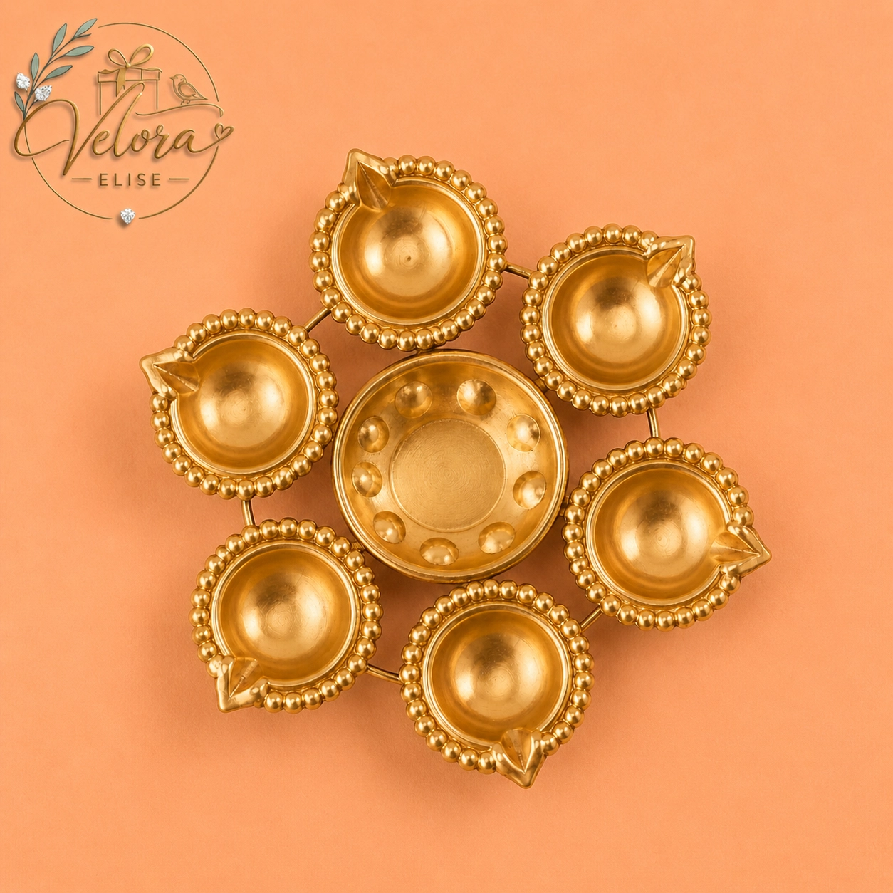 Metal Painted 6-Face Diya Urli