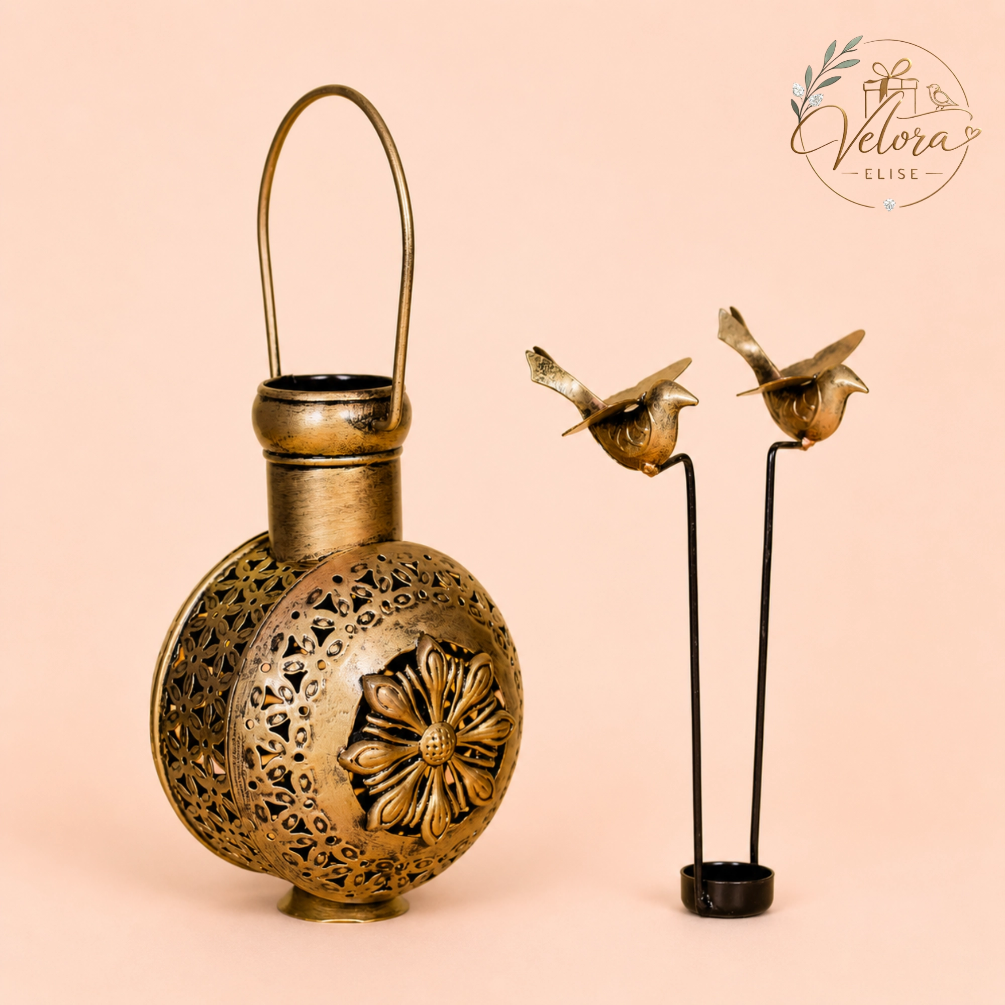 Metal Spin Lota Bird T-Light - 9 Inch
