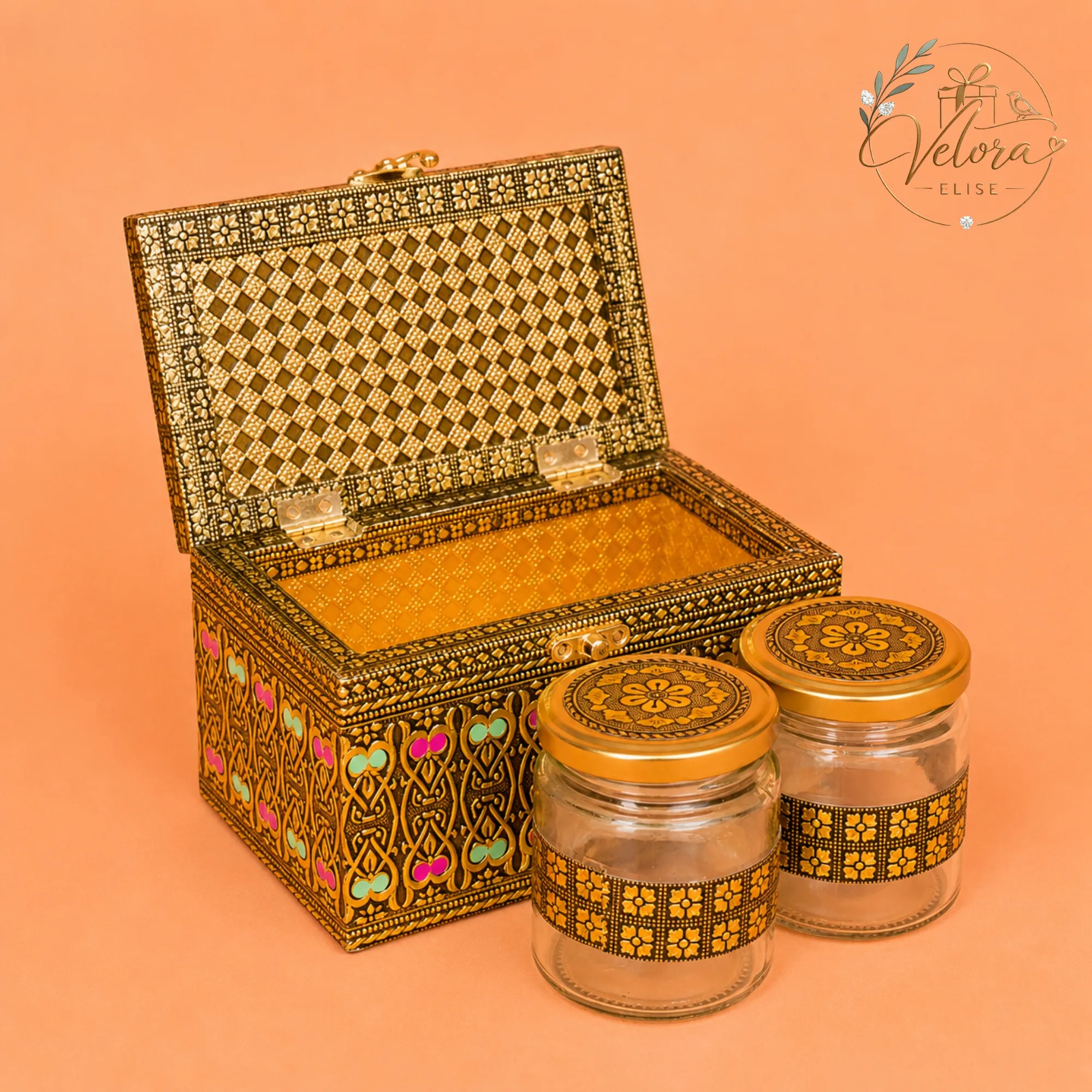 Peacock Oxidized Meenakari Dry Fruit Box