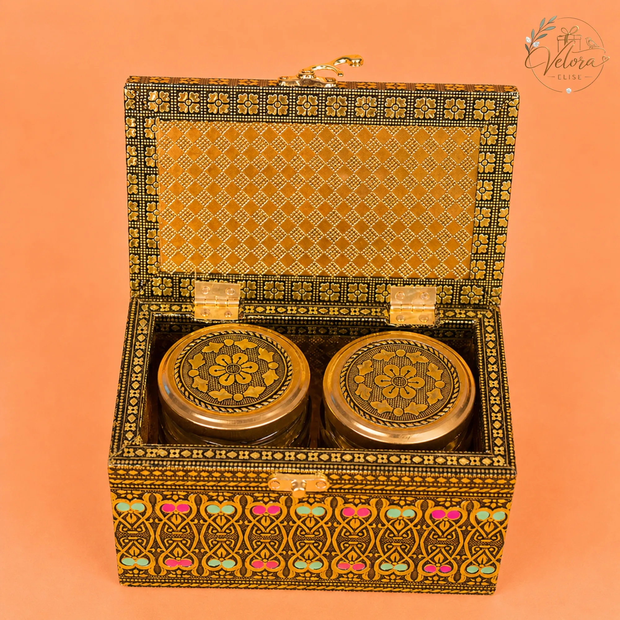 Peacock Oxidized Meenakari Dry Fruit Box