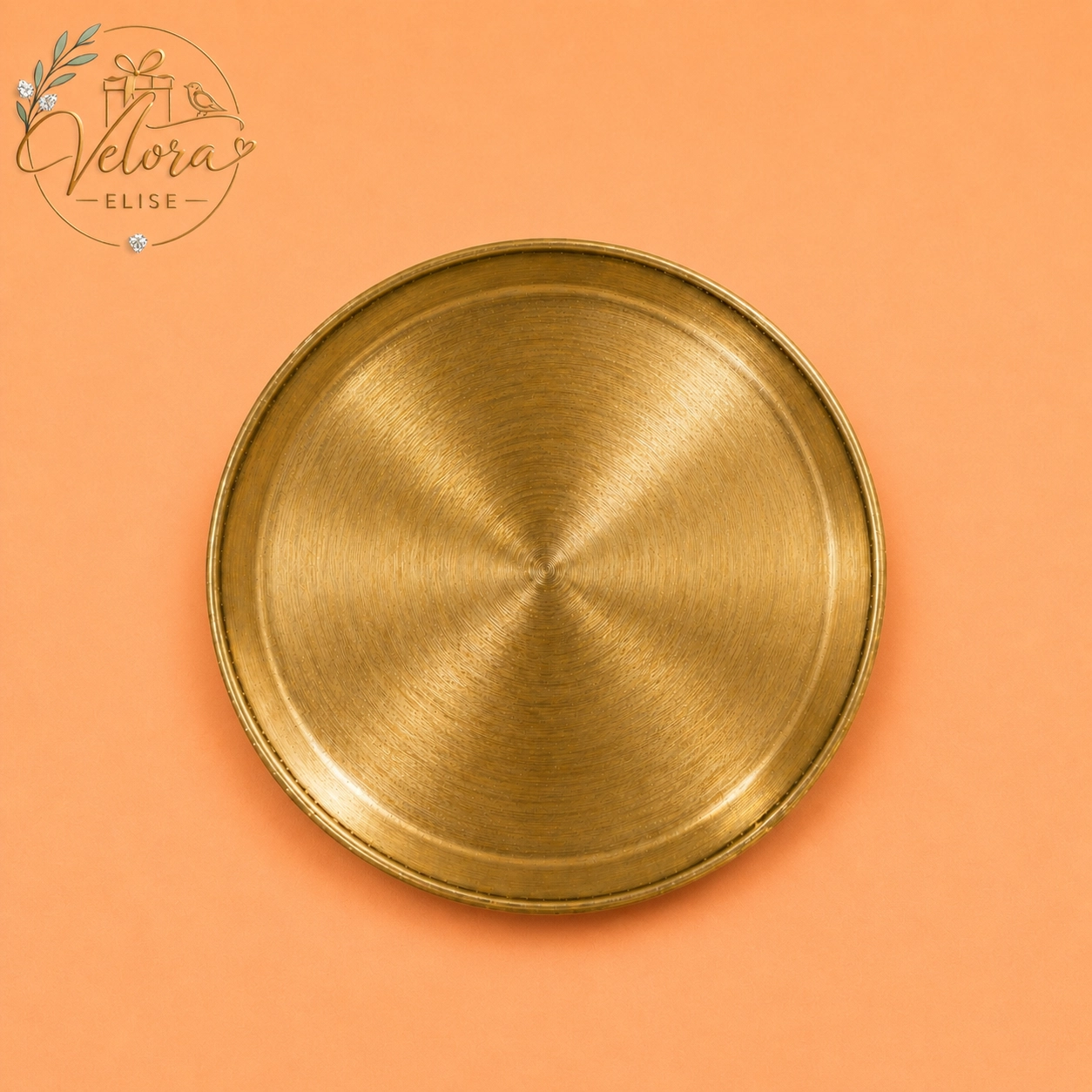 Brass Coated Plate Cow Pichwai - Yellow & Pink