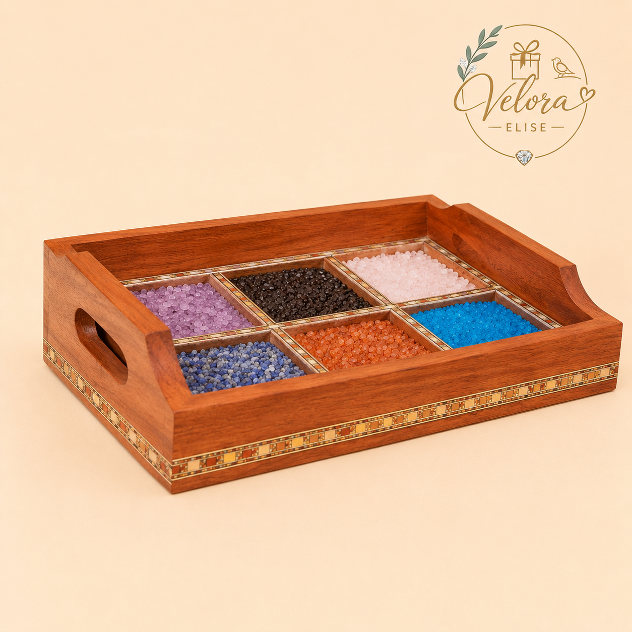 Wooden Gems Stone Tray