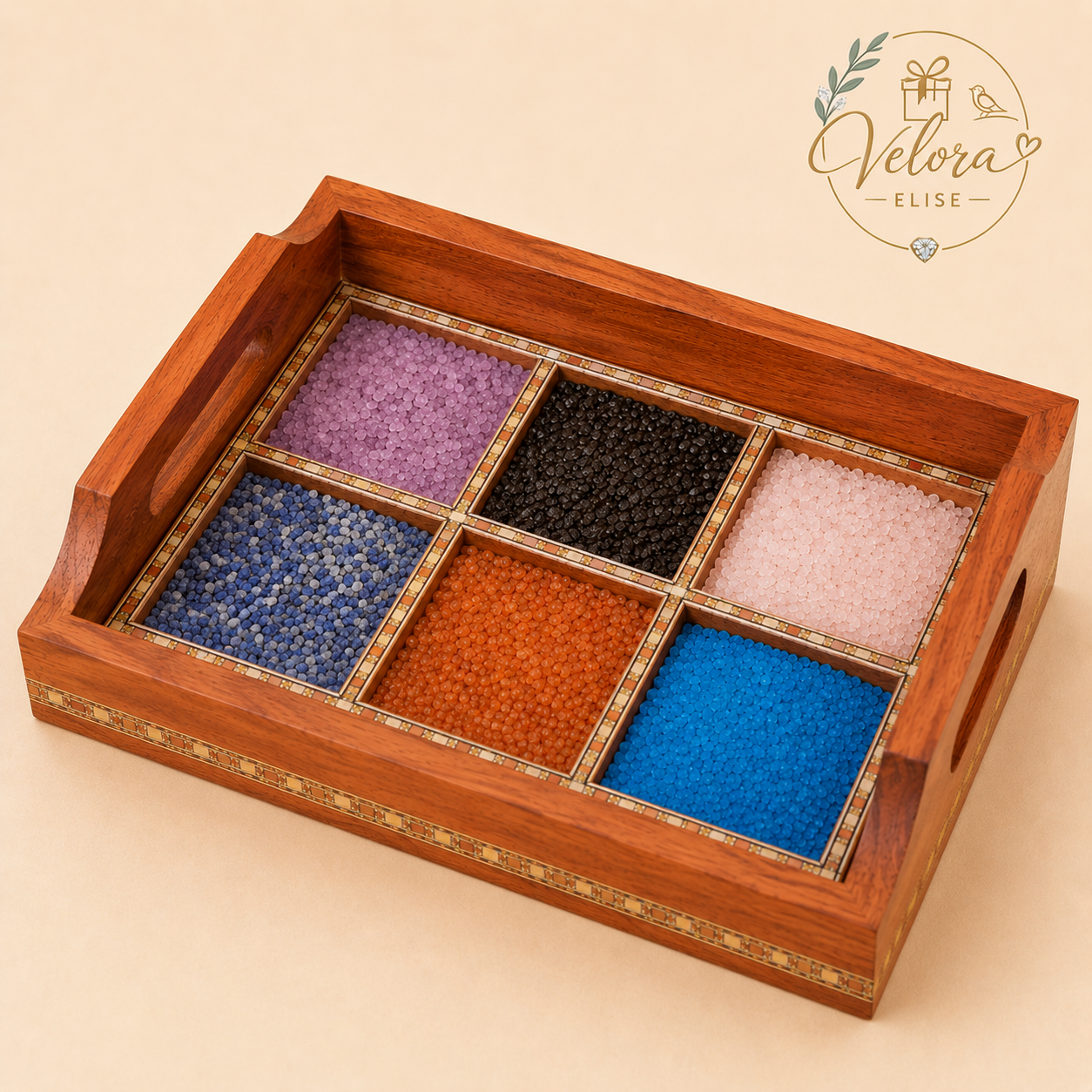 Wooden Gems Stone Tray