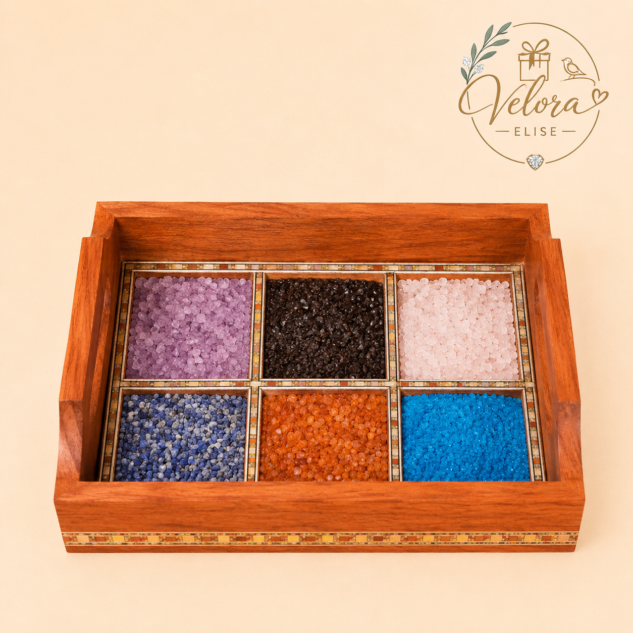 Wooden Gems Stone Tray