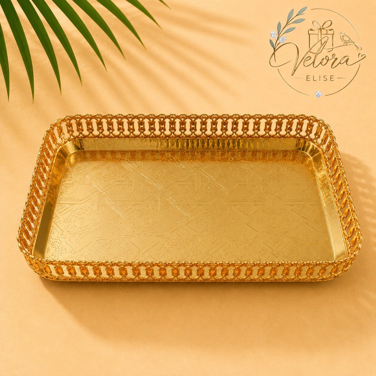 Chain Border Brass Tray