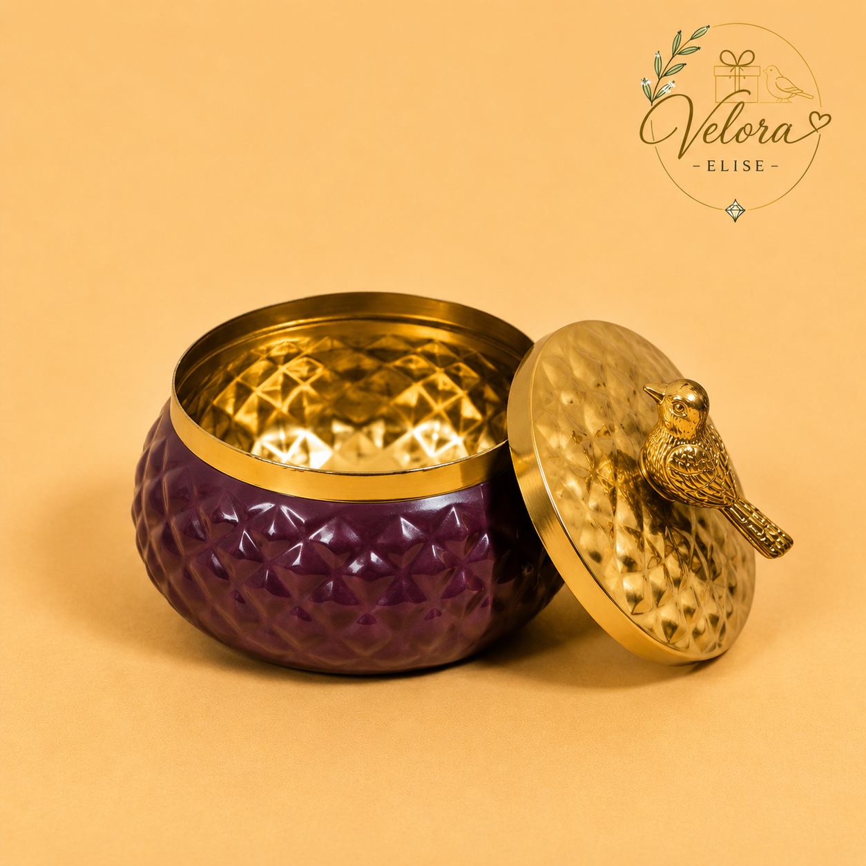 Golden Bird Pot Jar - 4 Inches