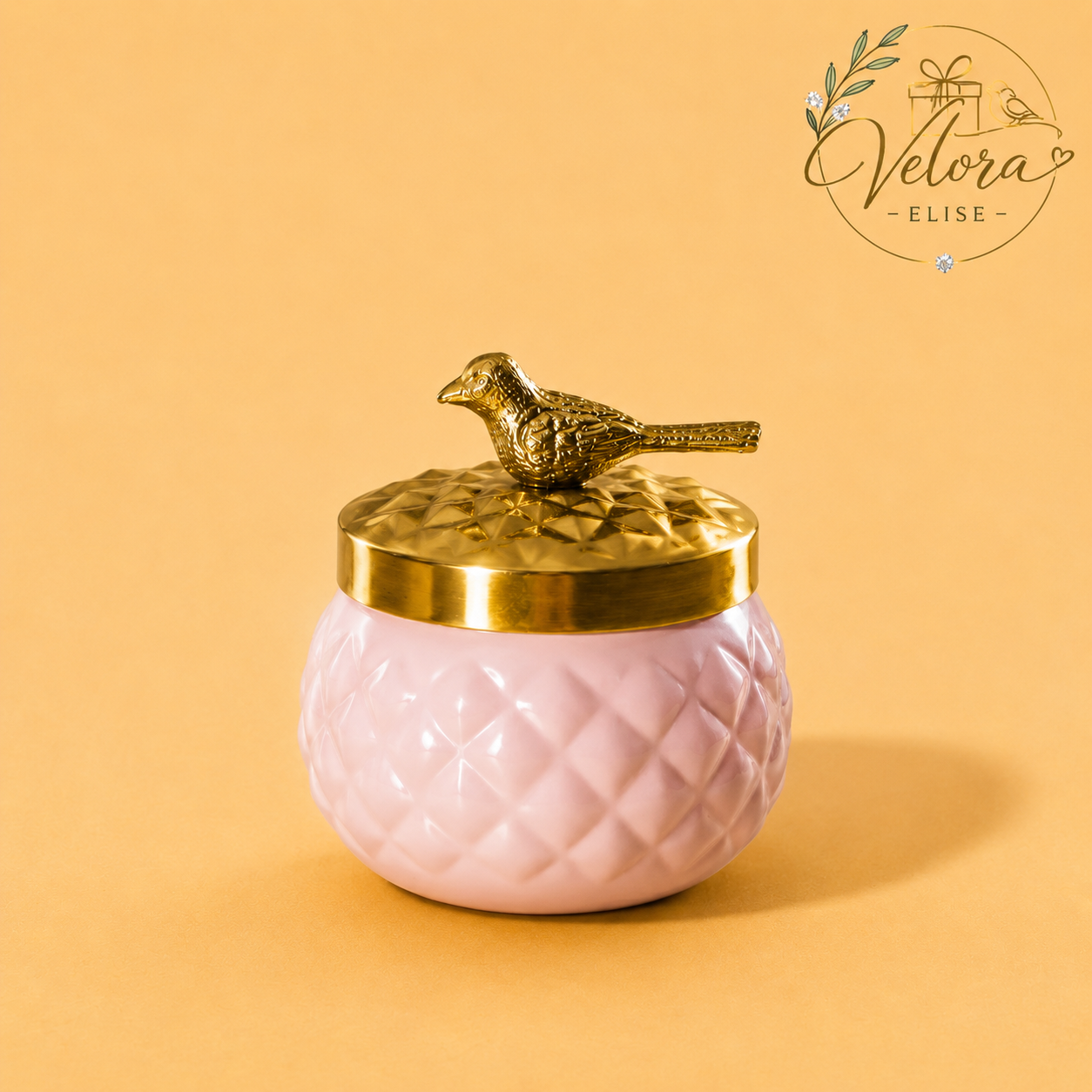 Golden Bird Gift Jar - 3 Inches Pink