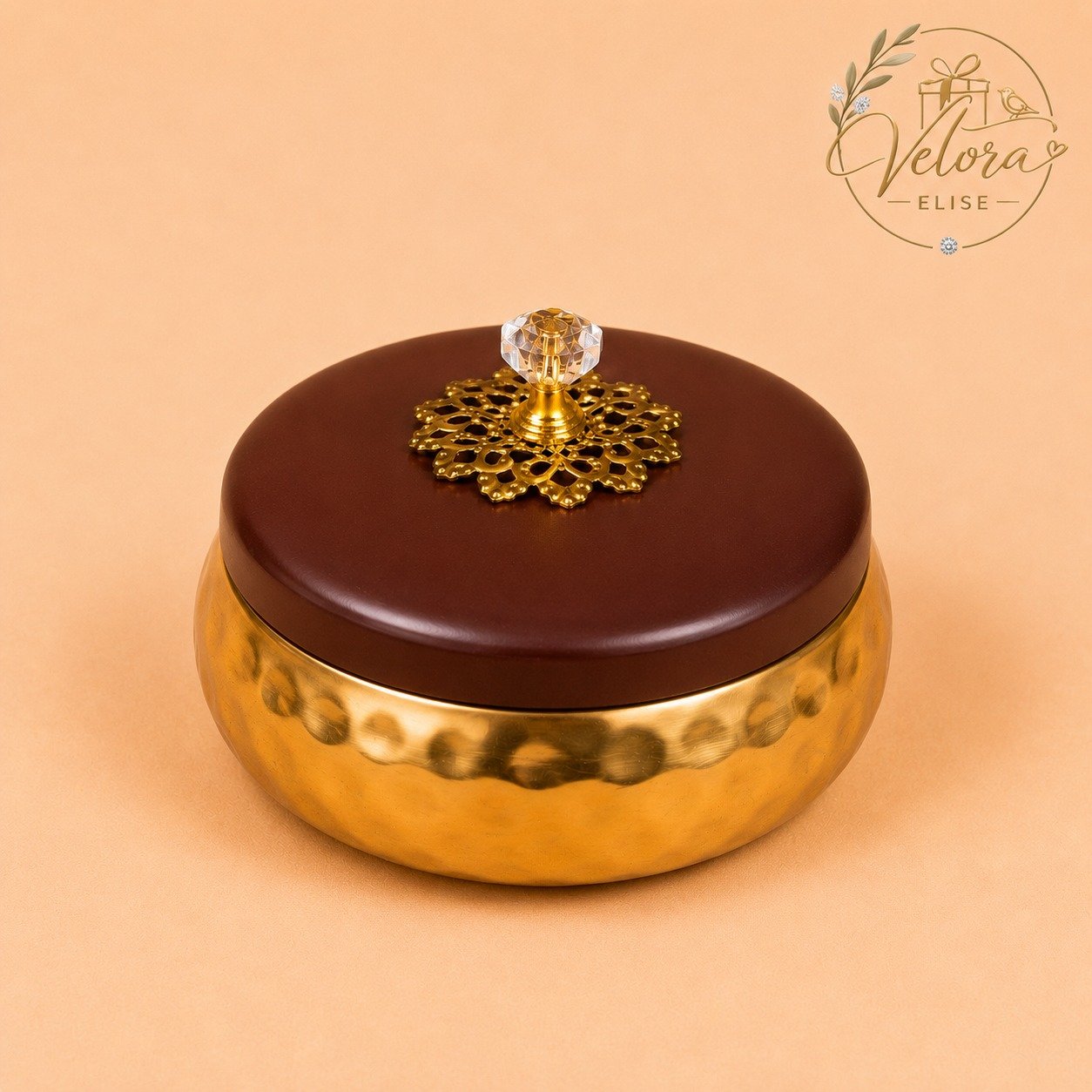 Golden Metal with Brown Lid