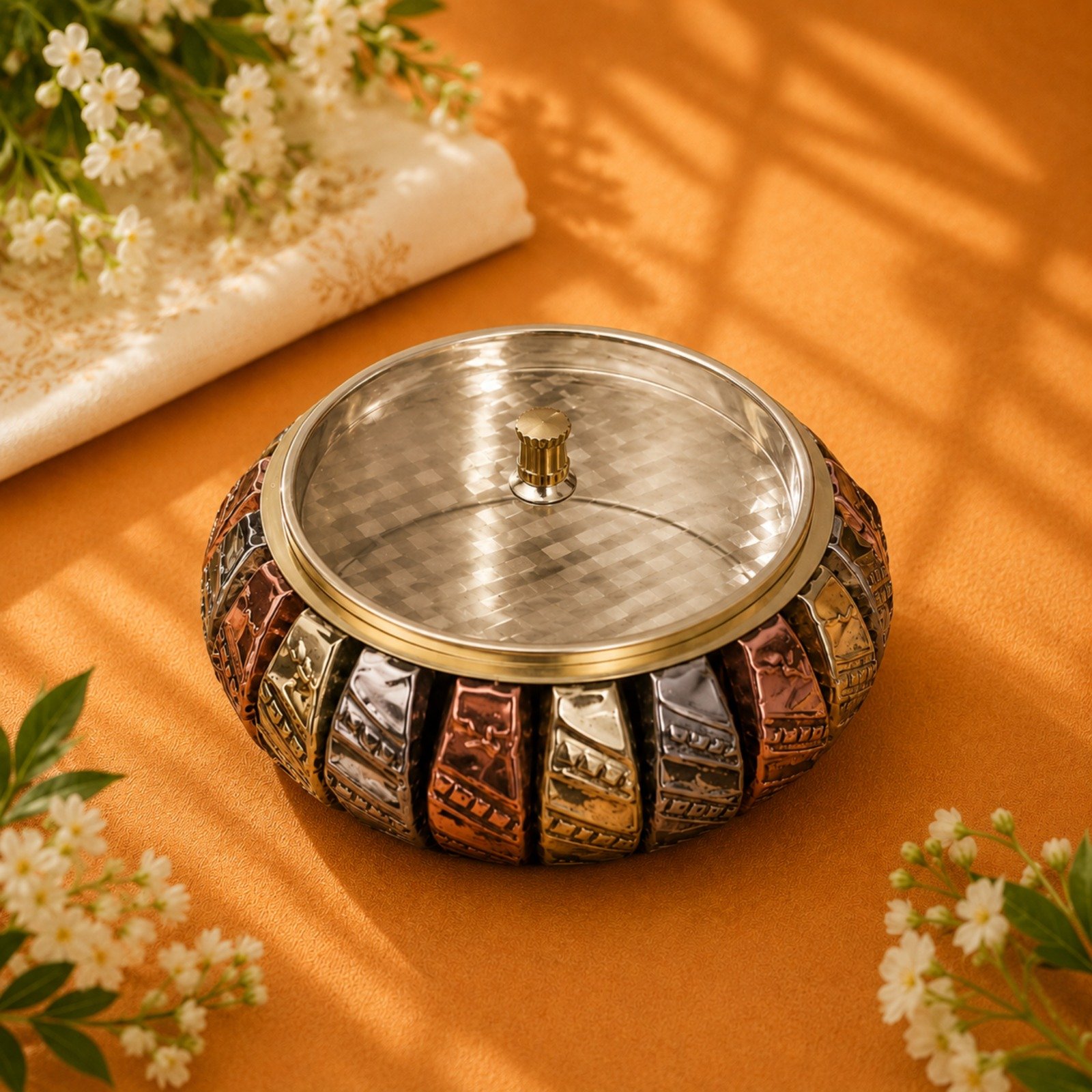 Heritage Tri-Metal Pumpkin Shaped Box