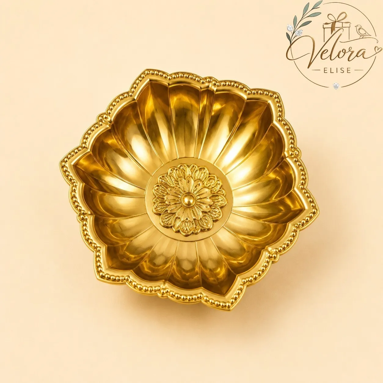 Lotus Brass Diya Set